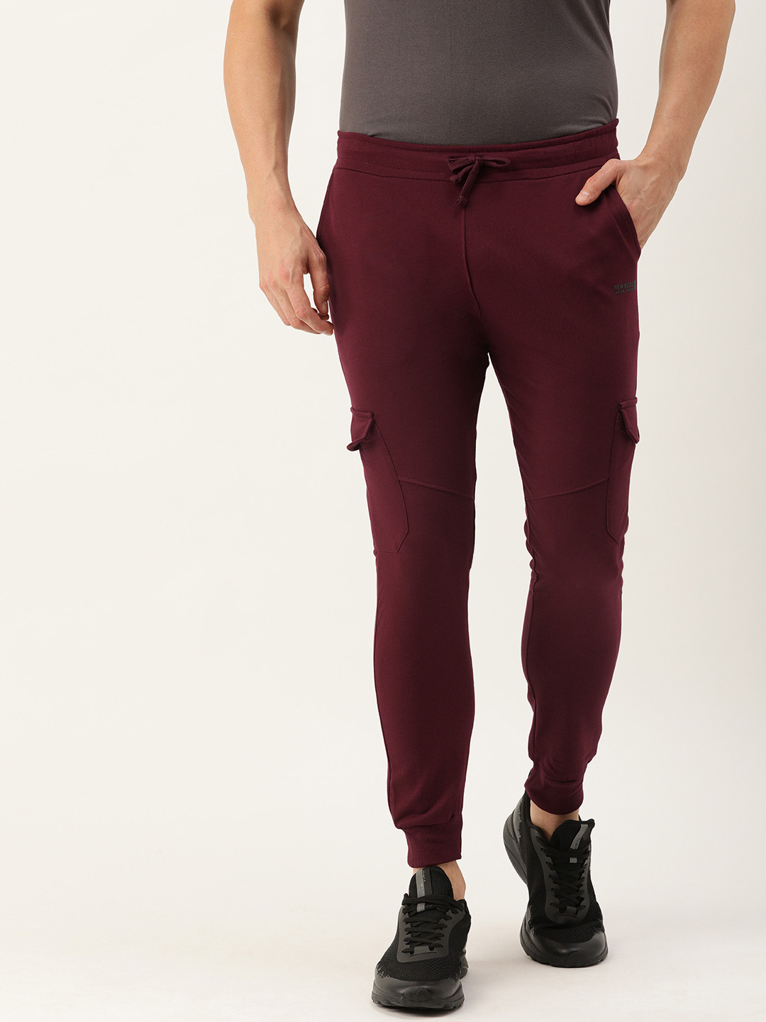 The Indian Garage Co Men Burgundy Solid Slim Fit Jogger