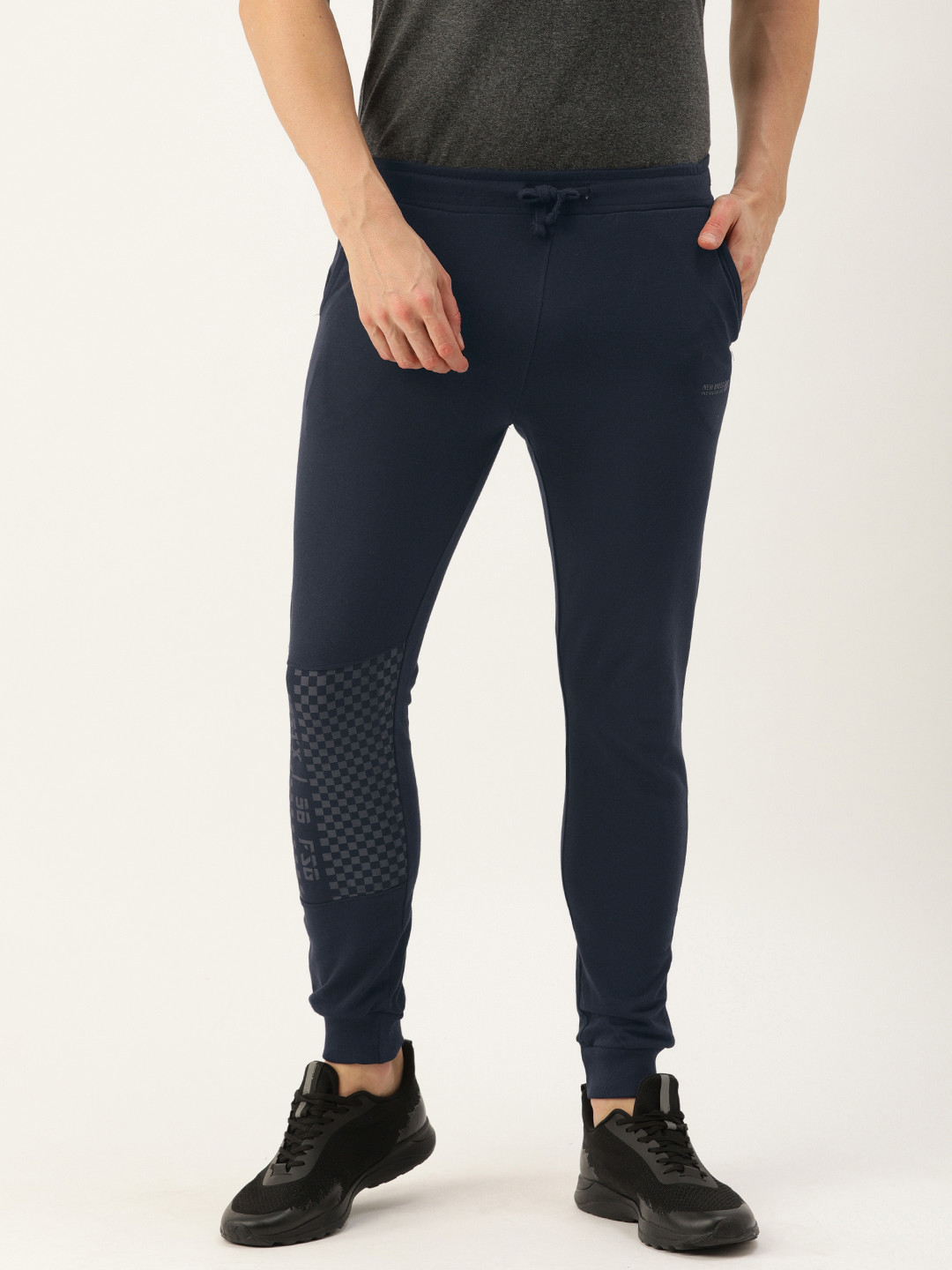 The Indian Garage Co Men Navy Blue Solid Straight Fit Joggers