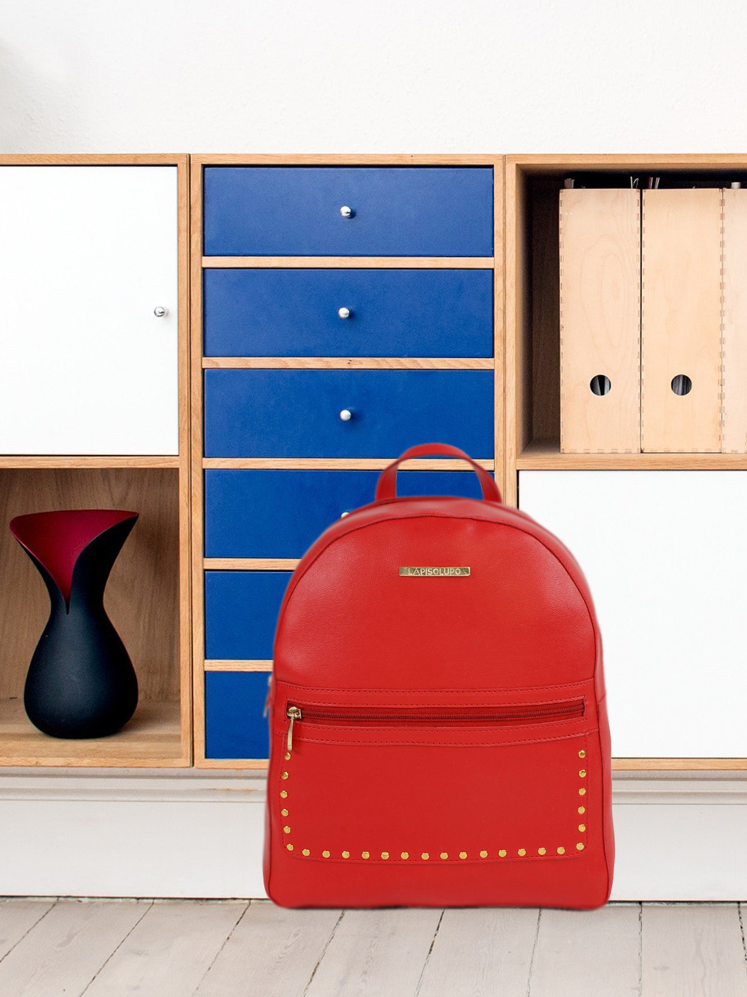 Lapis O Lupo Women Red Solid Medium Backpack