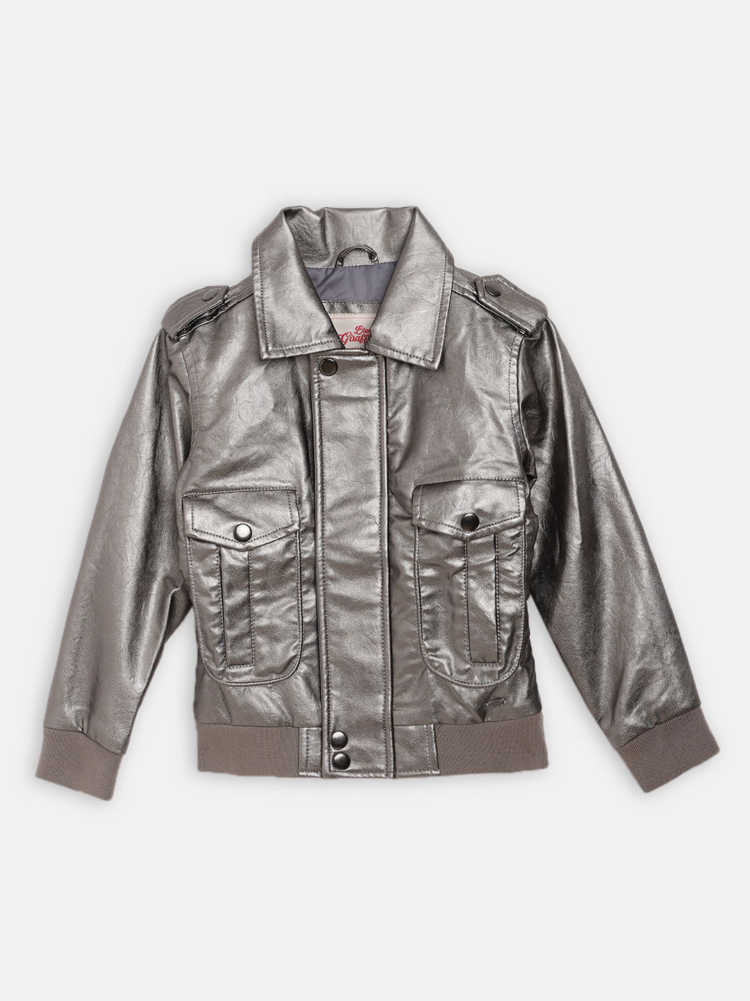 Blue Giraffe Girls Gold-Toned Solid Bomber