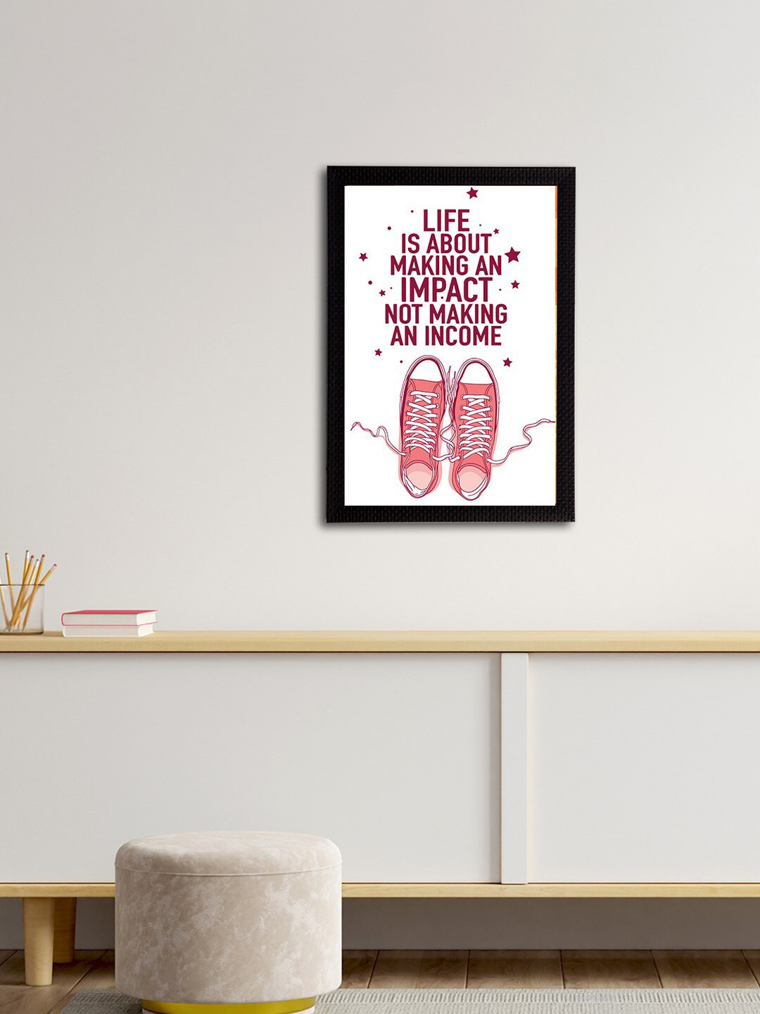 eCraftIndia Pink & Black Life Is About Making An Impact Not Making An Income Quote Matt Painting