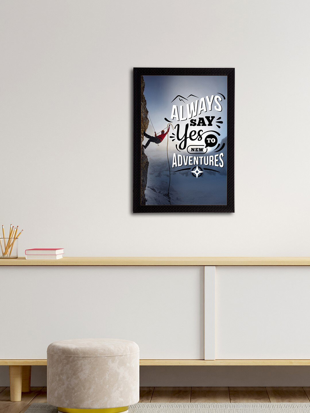 eCraftIndia Blue & White Motivational Quote Satin Matt Textured UV Art Paintings