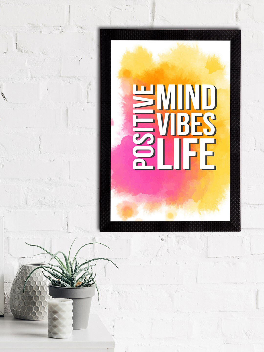 eCraftIndia White & Pink Quote Printed Satin Matt Texture Framed UV Wall Art