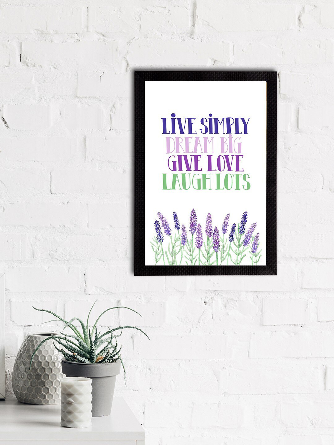 eCraftIndia White & Purple Quote Satin Matt Textured UV Art Painting