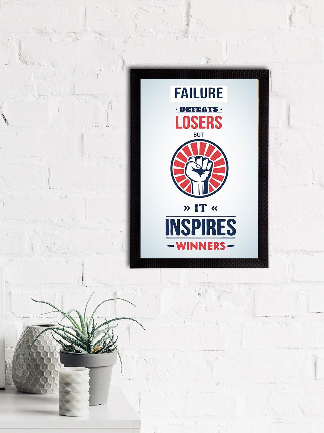 eCraftIndia White & Red Quote Satin Matt Textured UV Art Painting