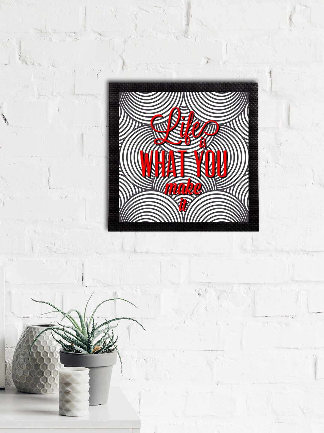 eCraftIndia White & Black Motivational Quote Satin Matt Textured UV Art Painting