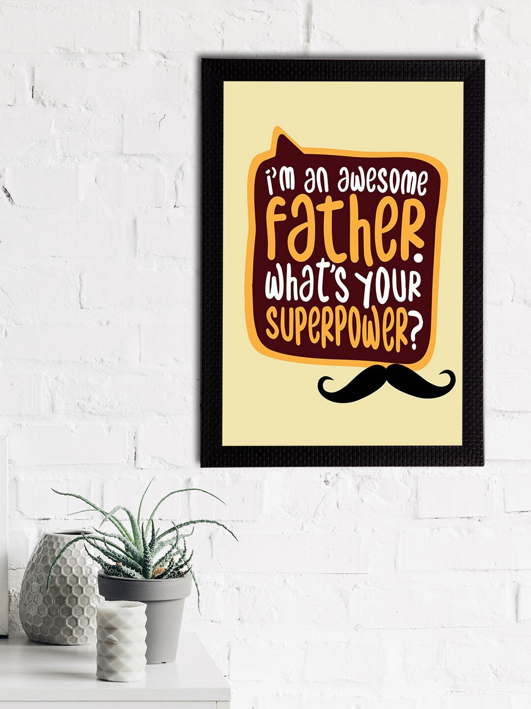 eCraftIndia Cream-Coloured & Brown Quote Satin Matt Textured UV Art Painting