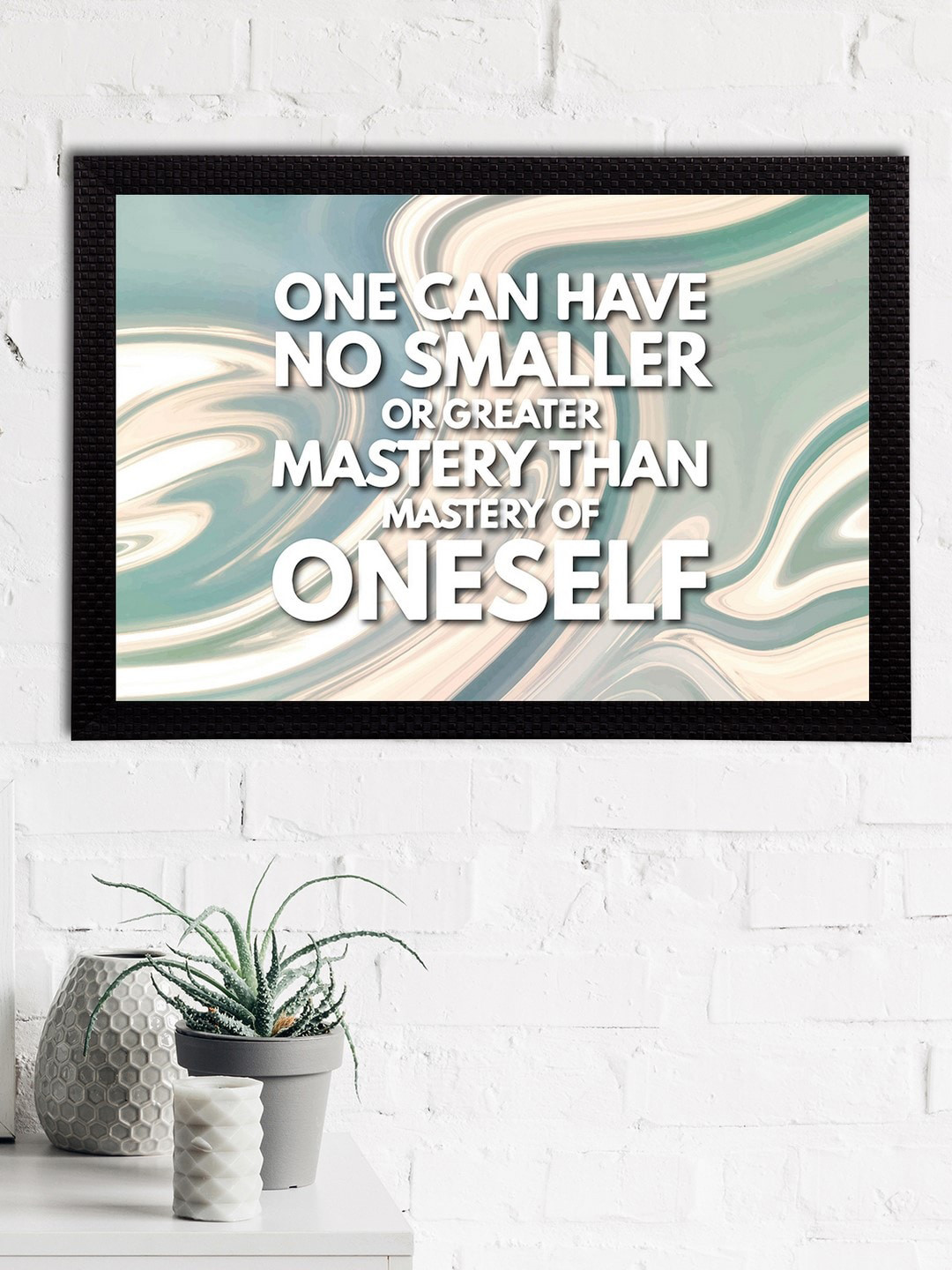 eCraftIndia Black & Green One Can Have No Smaller Or Greater Mystery Than Mastery Of Oneself Quote Painting