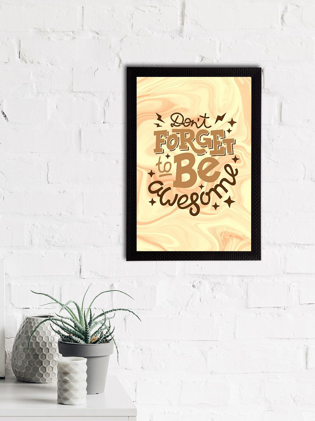 eCraftIndia Beige & Brown Quote Satin Matt Textured UV Art Painting