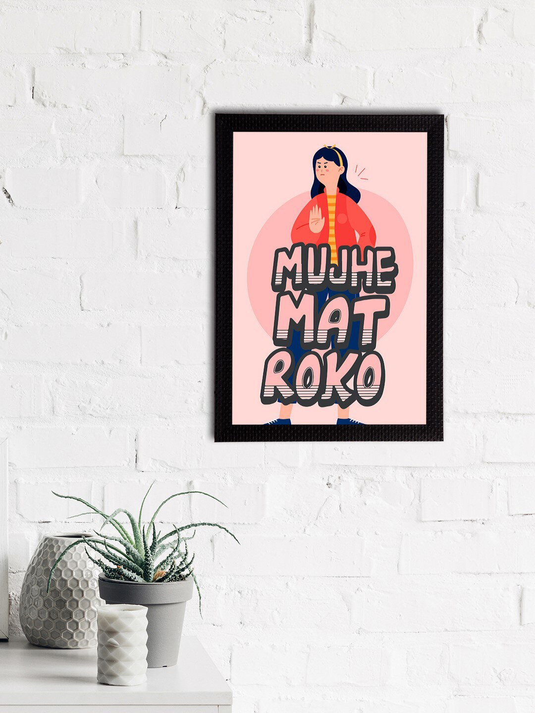 eCraftIndia Pink & Red Quirky Quote Satin Matt Textured UV Art Painting