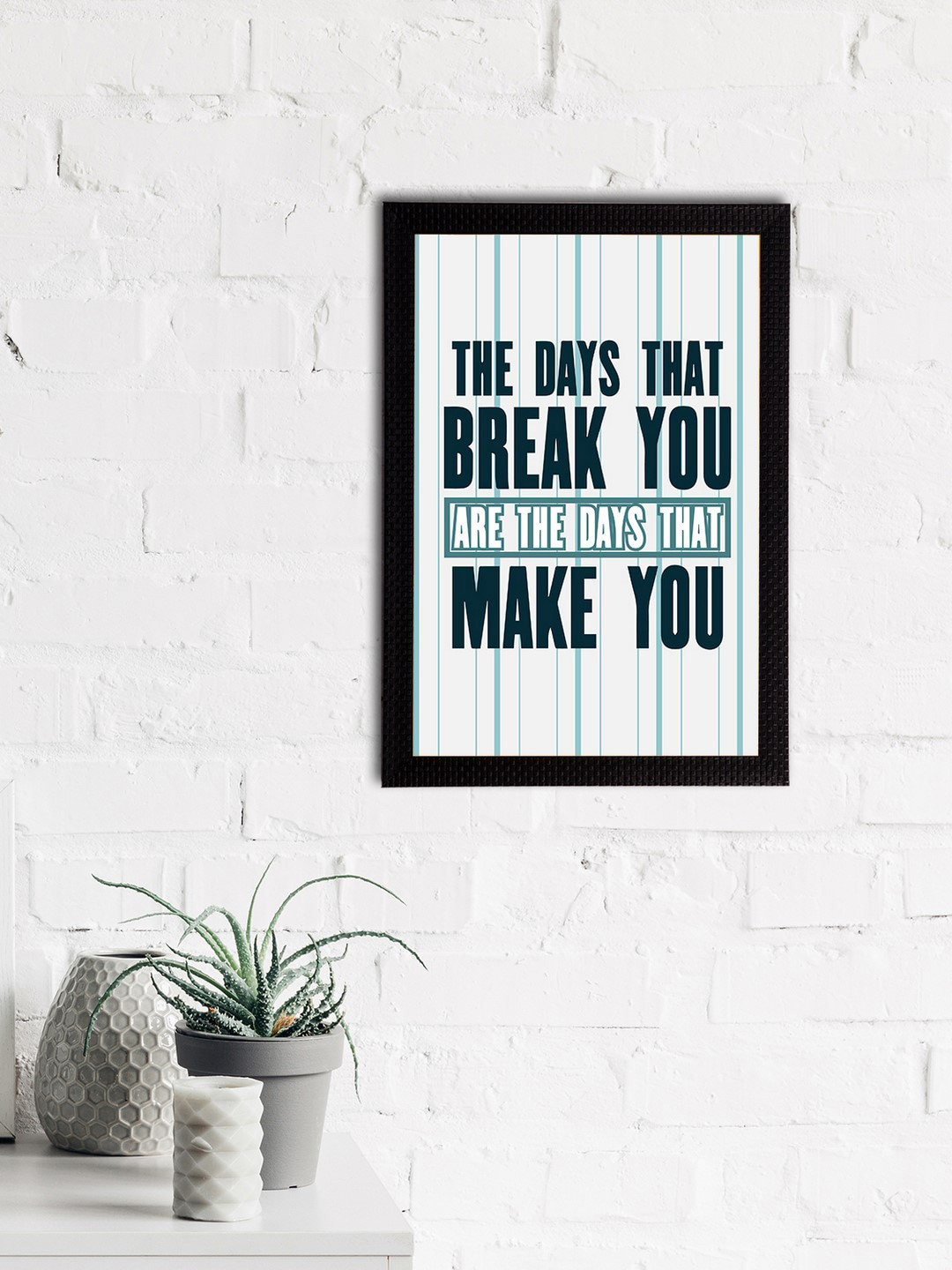 eCraftIndia White & Black Quote Satin Matt Textured UV Art Painting