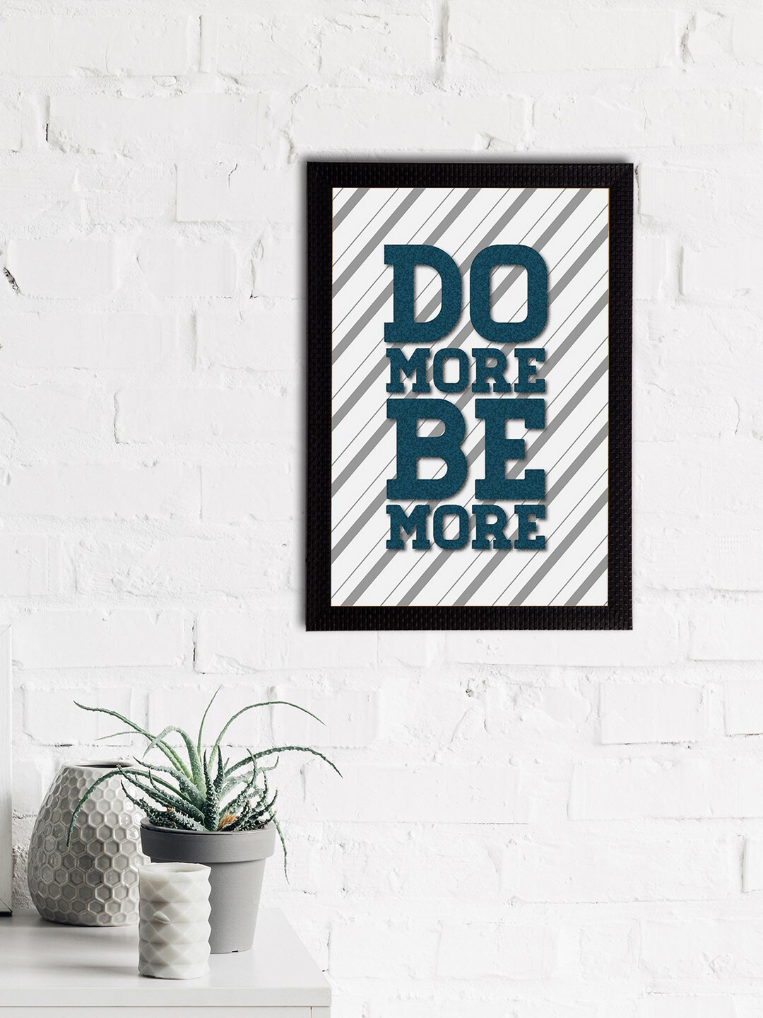 eCraftIndia White & Blue Motivational Quote Satin Matt Textured UV Art Painting