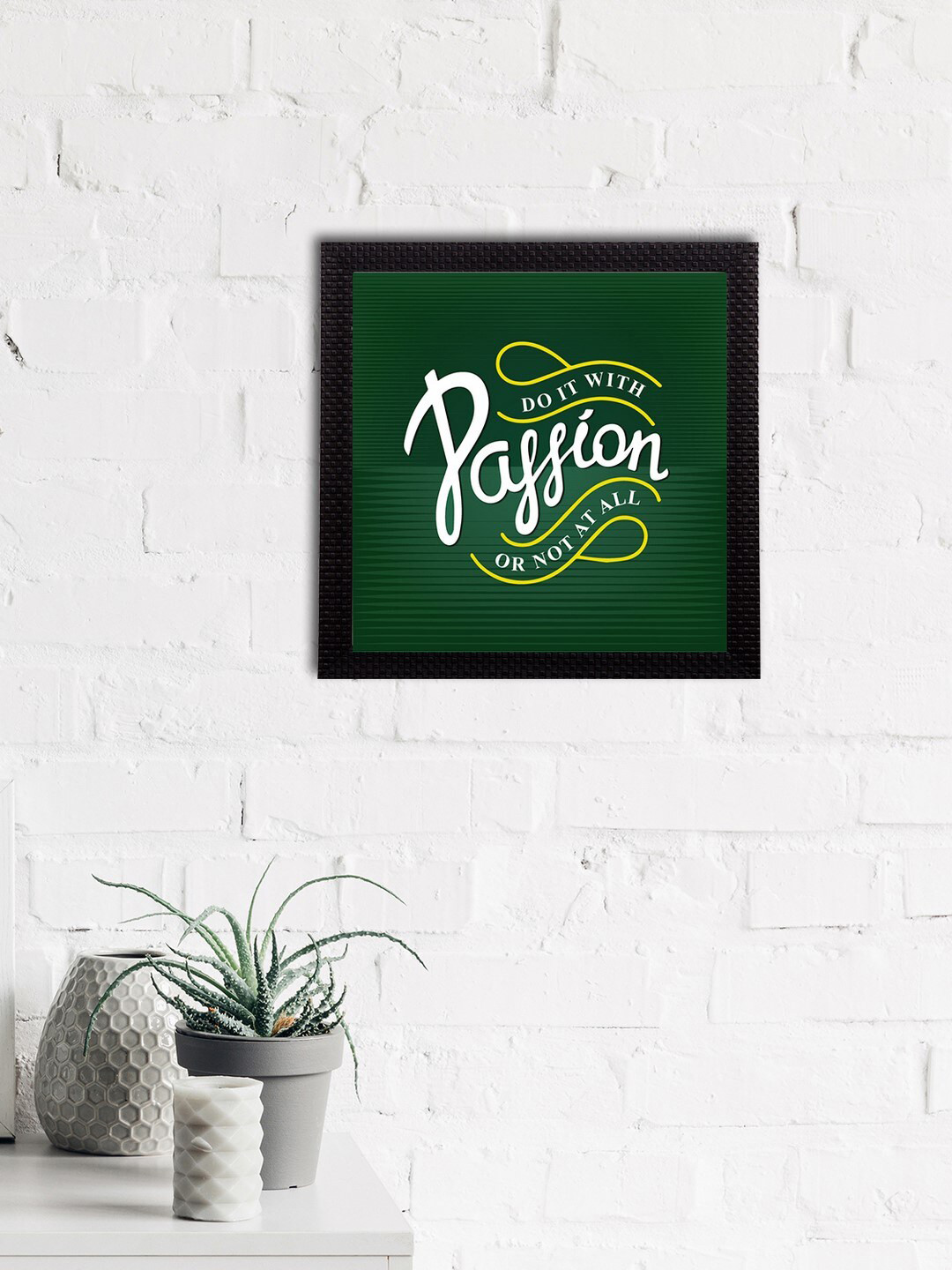 eCraftIndia Quotes Green Wall Living Room Square Photographs Wall Art -10.6 x 10.6In