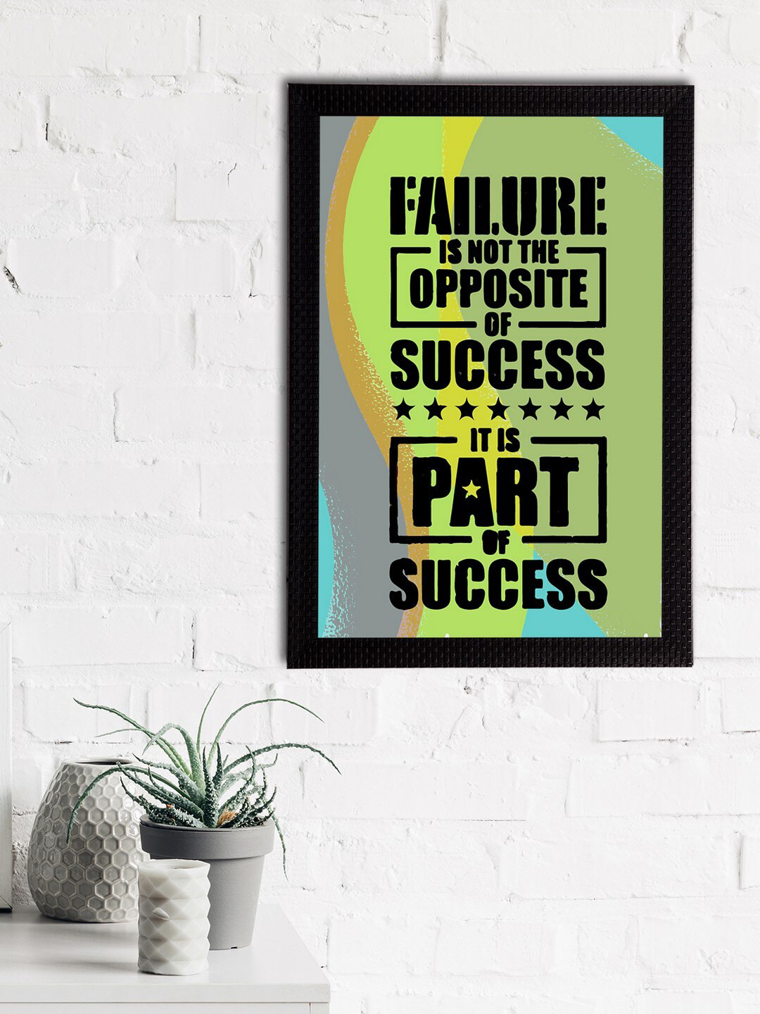 eCraftIndia Green & Black Quote Print Matt Painting