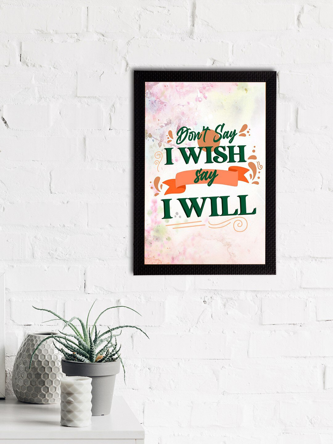 eCraftIndia White & Green Motivational Quote Satin Matt Texture UV Wall Art