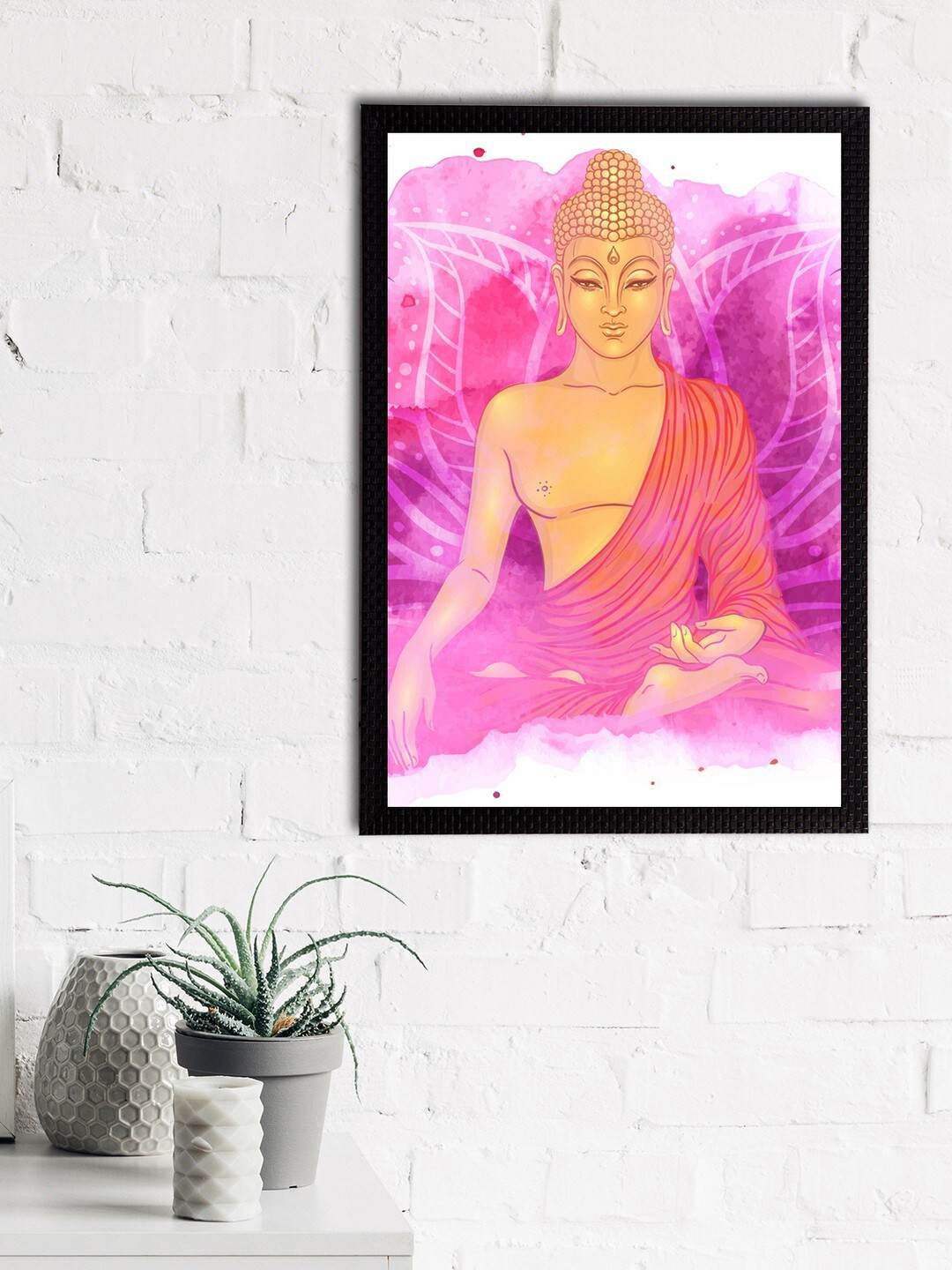 eCraftIndia Lord Buddha Paper Living Room Rectangle Paintings Wall Art -19.69 x 13.78In