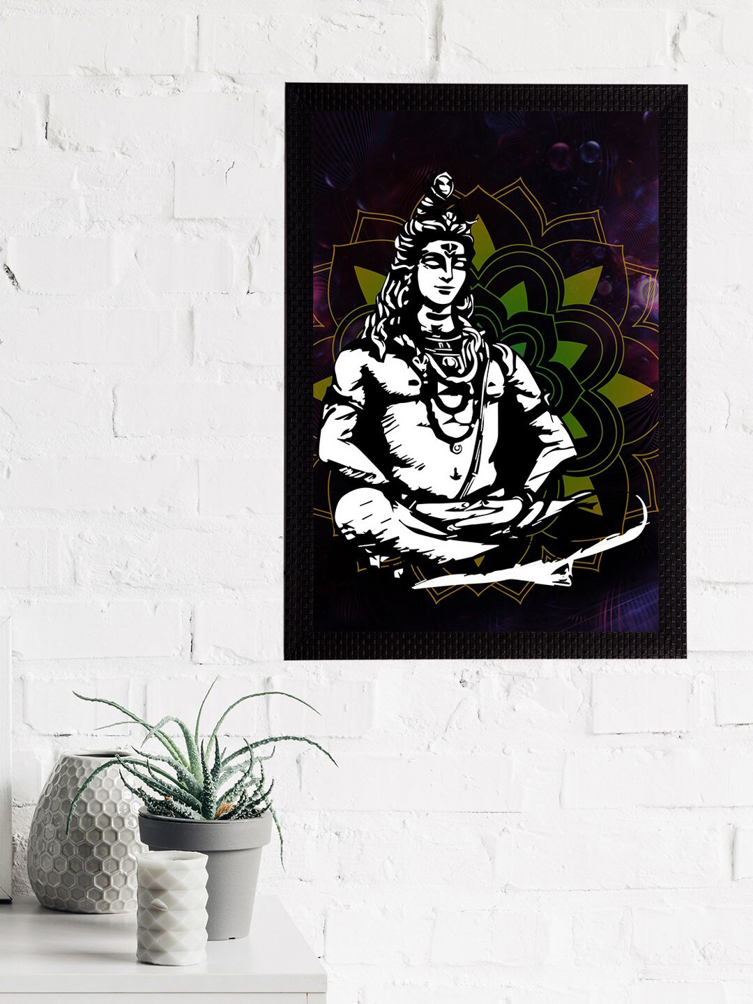 eCraftIndia Lord Shiva White Wall Living Room Rectangle Paintings Wall Art -20 x 14In