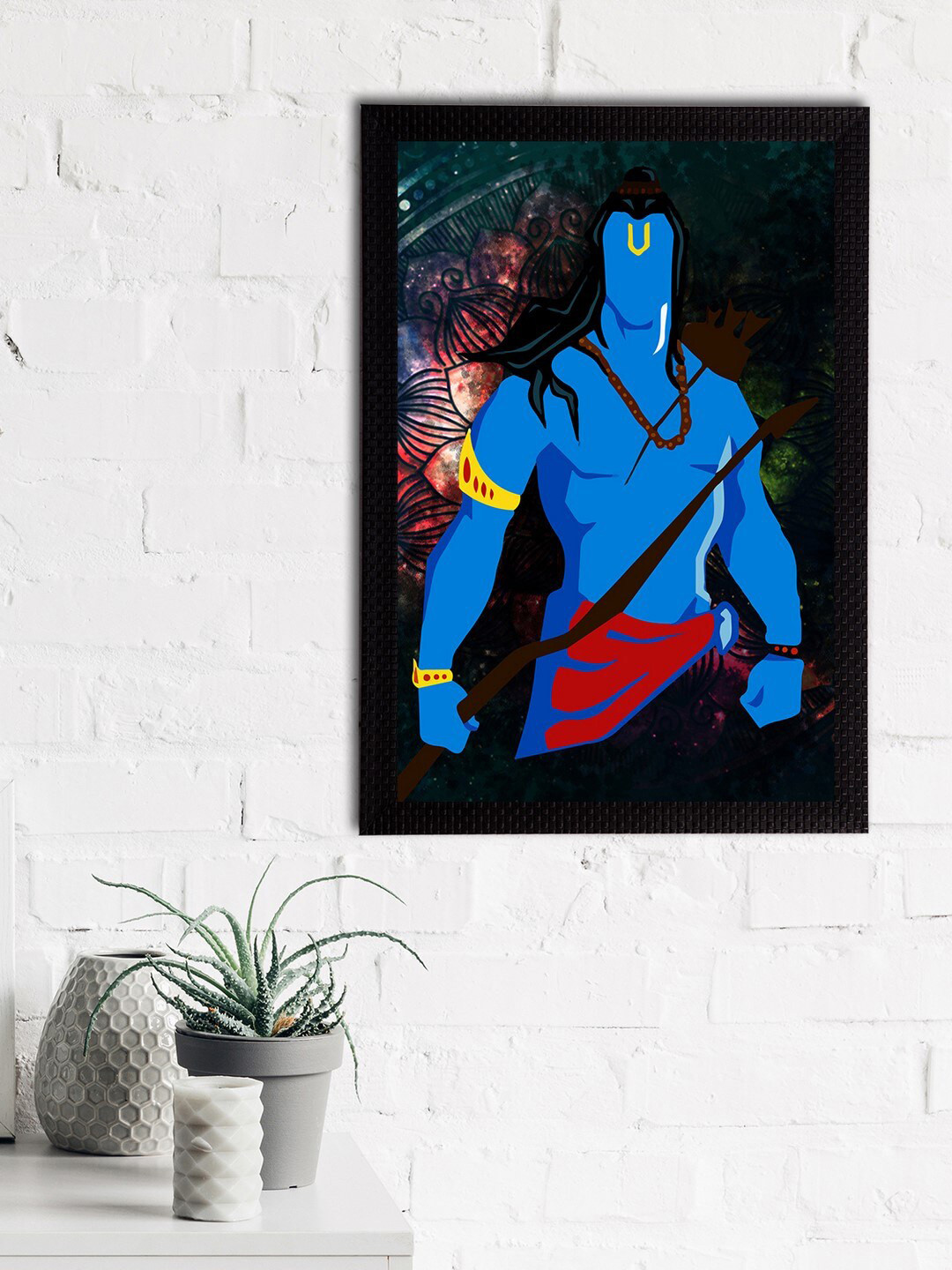 eCraftIndia Blue & Green Lord Ram Satin Matt Textured UV Wall Art