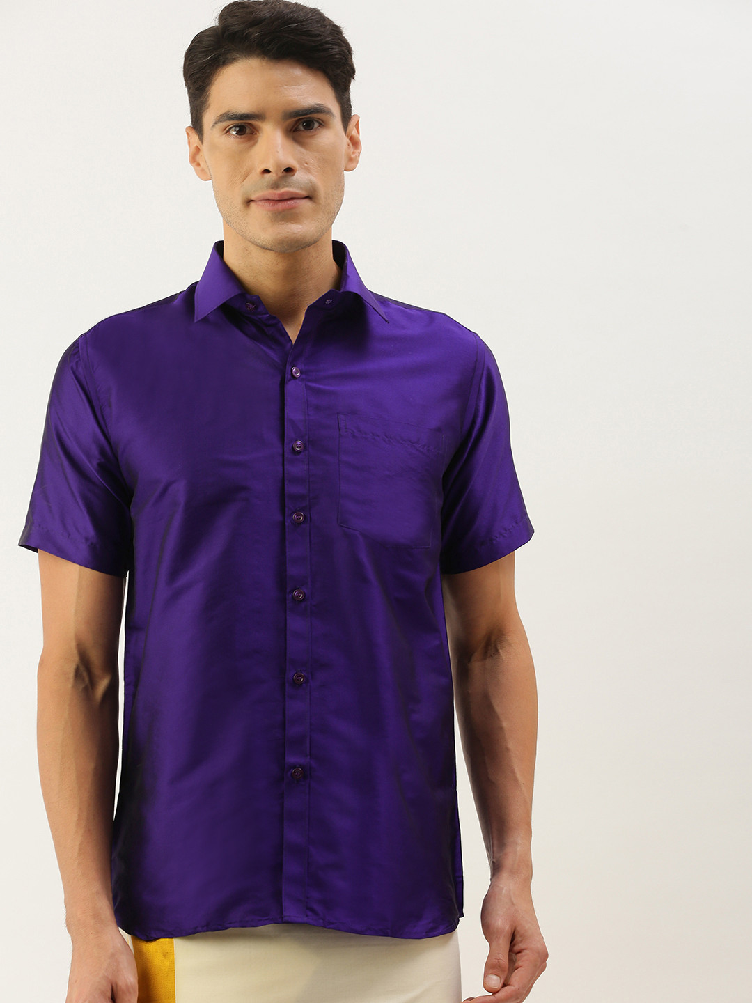 THANGAMAGAN Men Violet Solid Casual Shirt