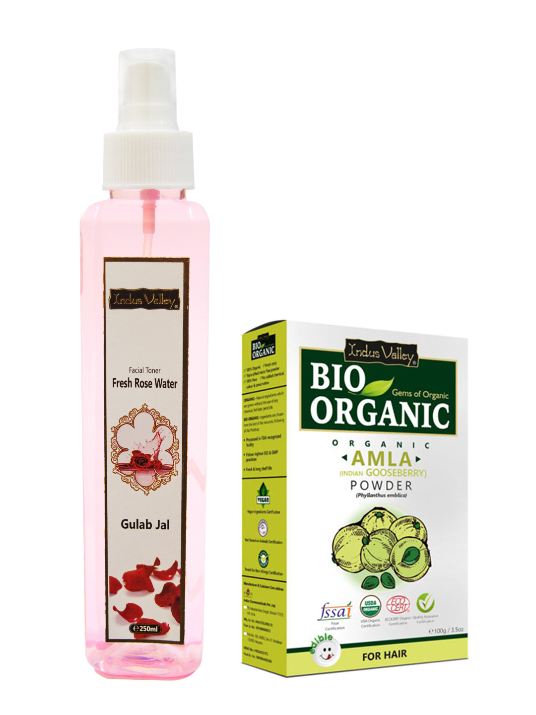 Indus Valley BIO Organic Skin Care Sandalwood Face Pack Powder and Aloevera Gel Combo