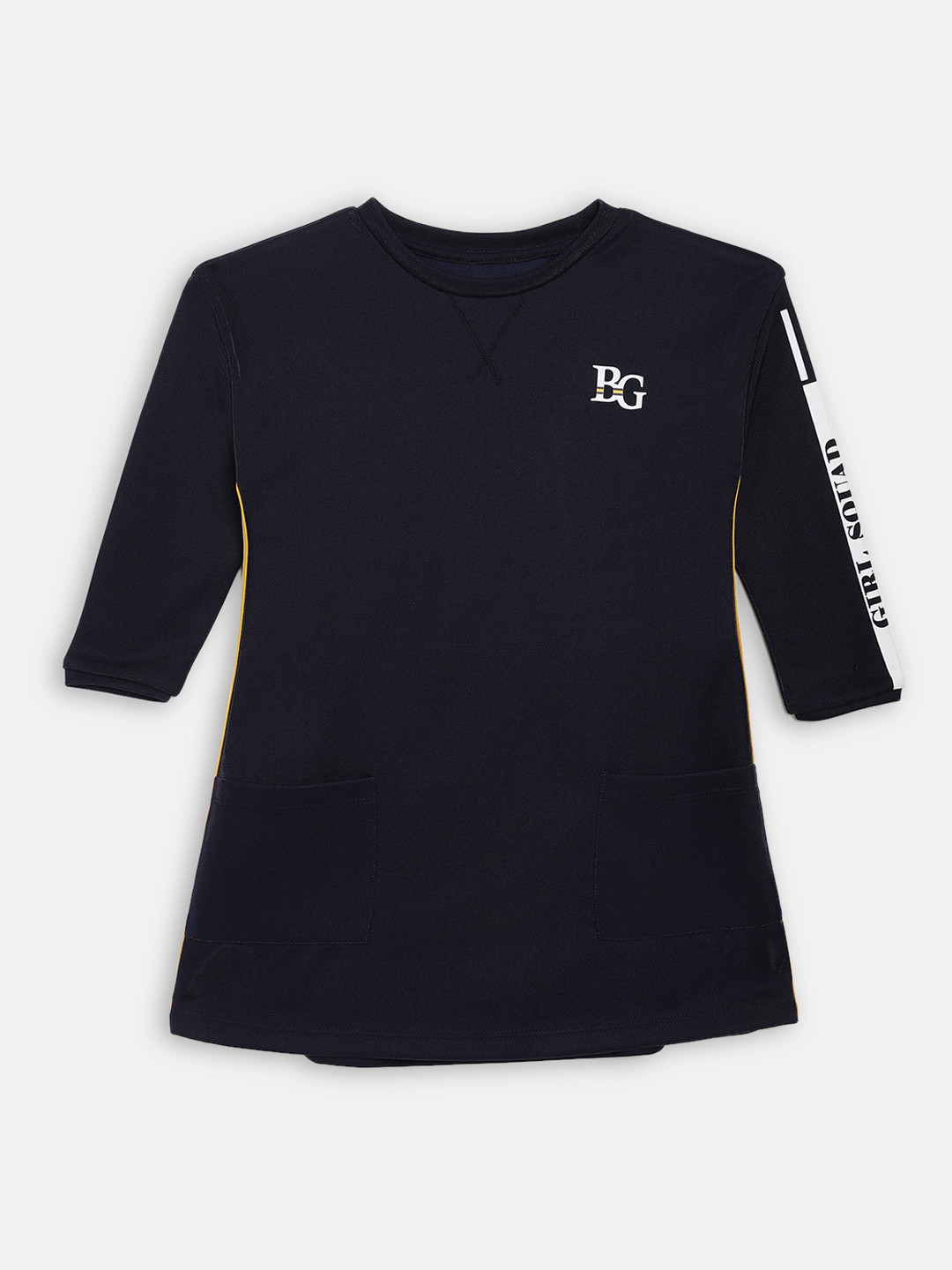 Blue Giraffe Girls Navy Blue Solid A-Line Dress
