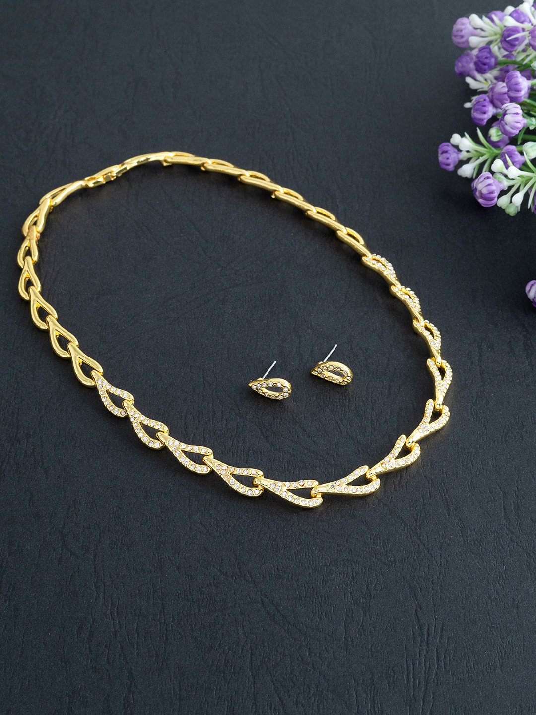 Golden Peacock Gold-Plated Stone-Studded Jewellery Set