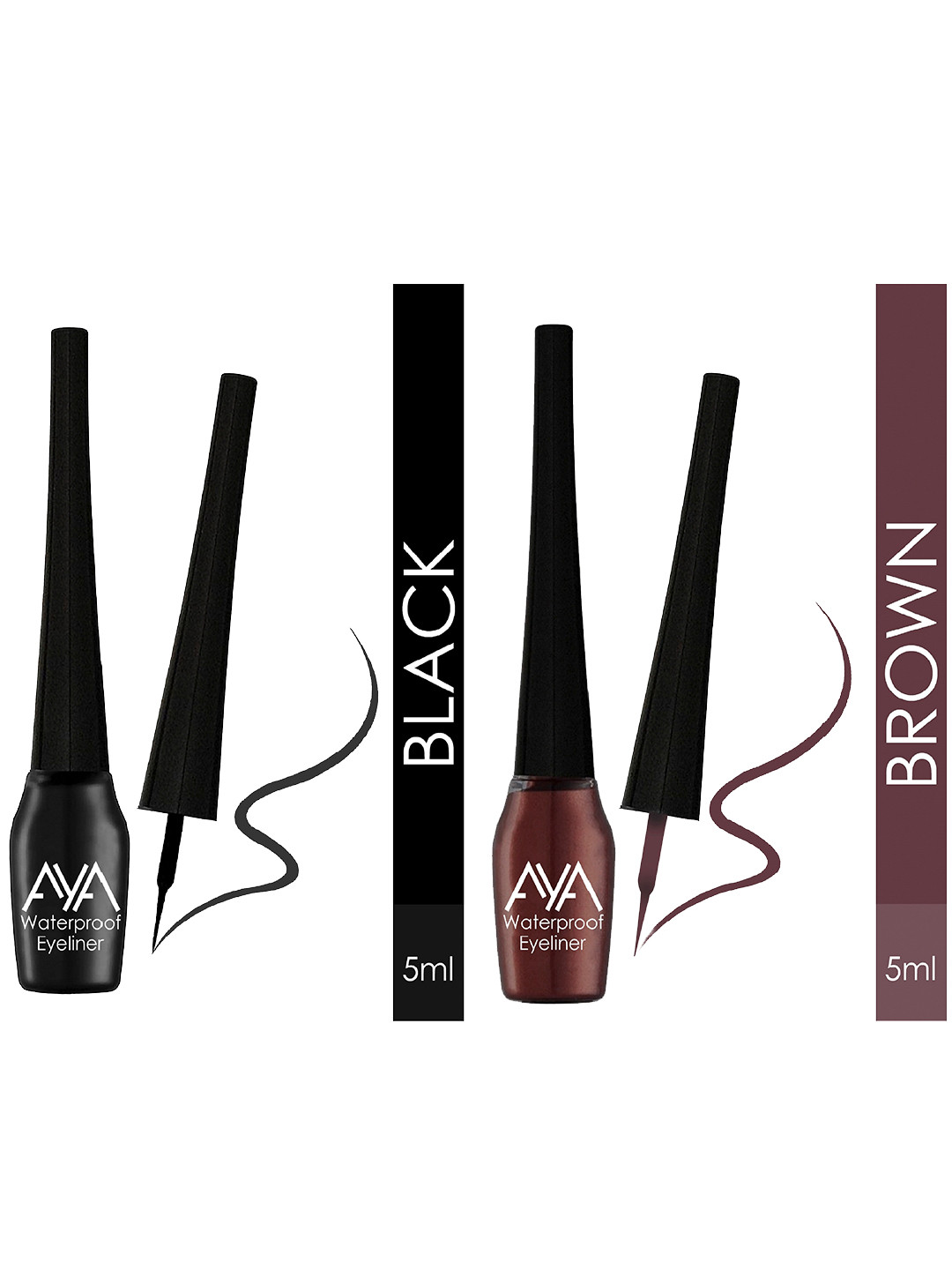 AYA Set Of 2 Black and Brown Waterproof Long Lasting Eyeliner