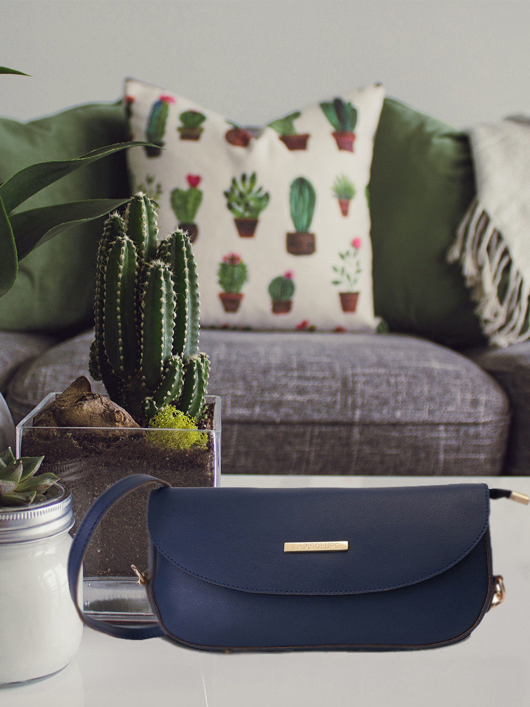 Lapis O Lupo Blue Textured Sling Bag
