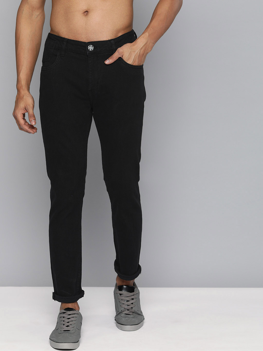 Kook N Keech Men Black Skinny Fit Mid-Rise Clean Look Stretchable Jeans