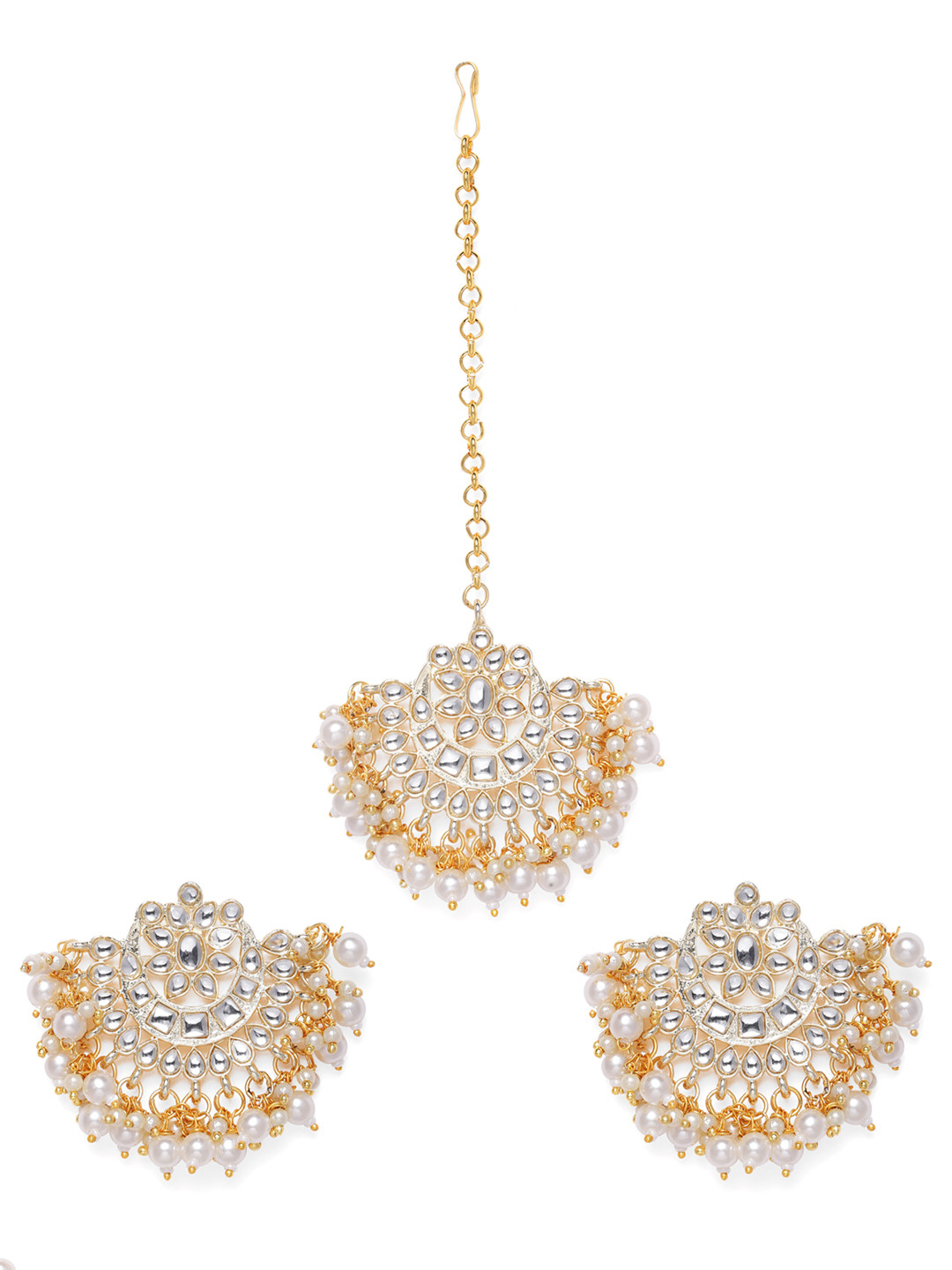 Zaveri Pearls Gold Toned Kundan & Pearls Jewellery Set