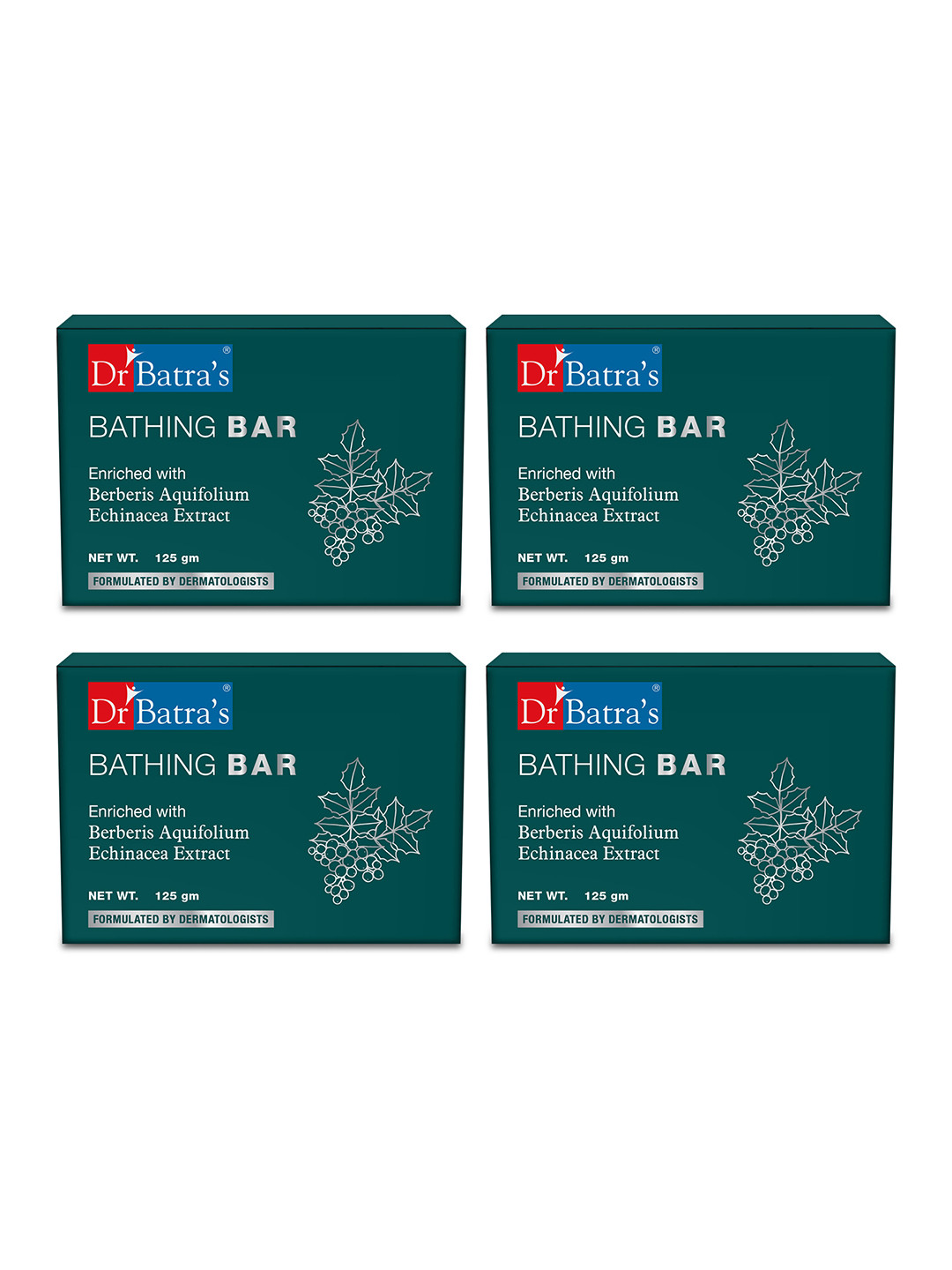 Dr. Batras Set Of 4 Bathing Bar Enriched With Berberis Aquifolium & Echinacea - 125g Each