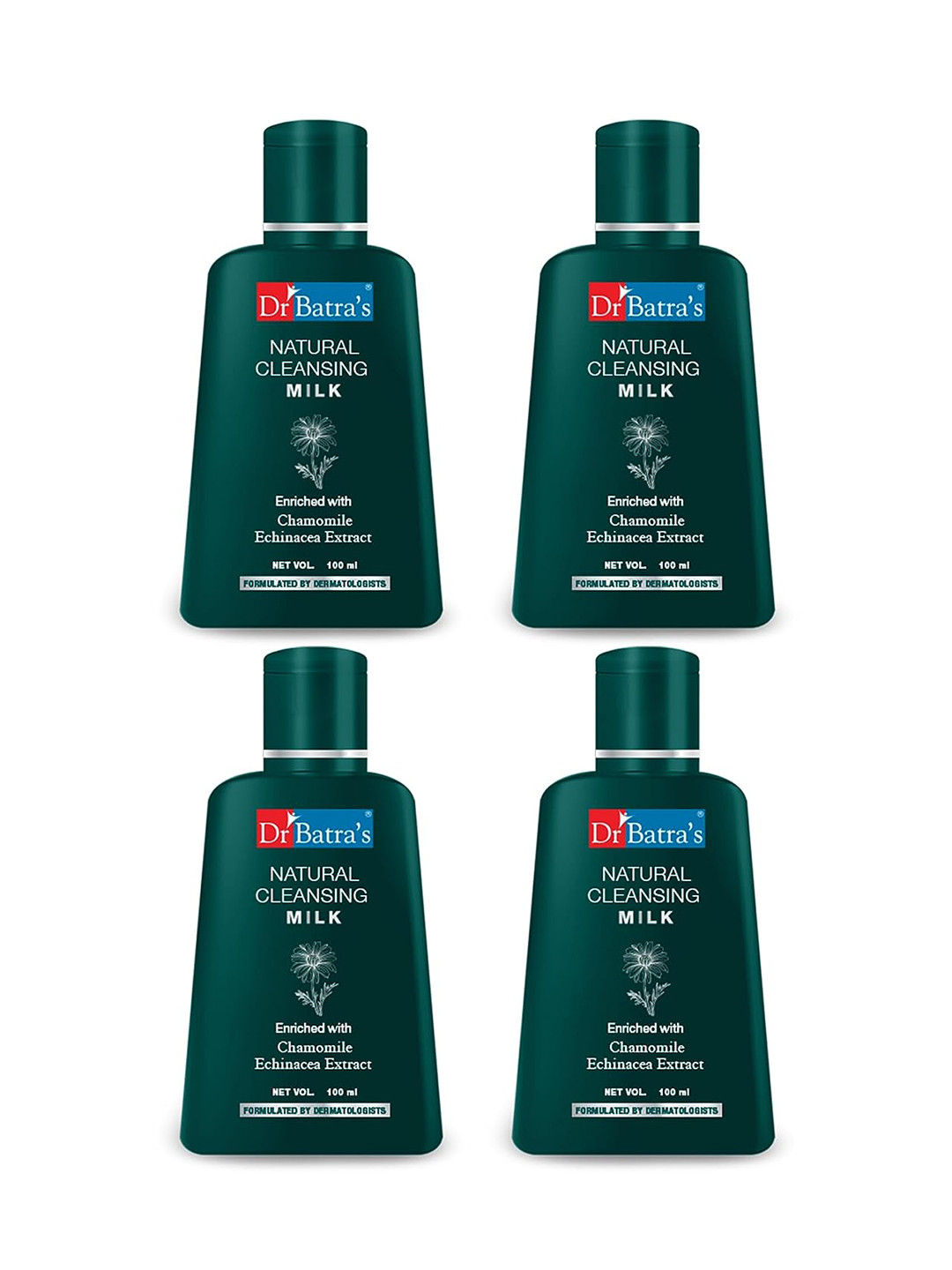 Dr. Batras Set Of 4 Natural Cleansing Milk Enriched With Echinacea & Chamomile- 100ml Each
