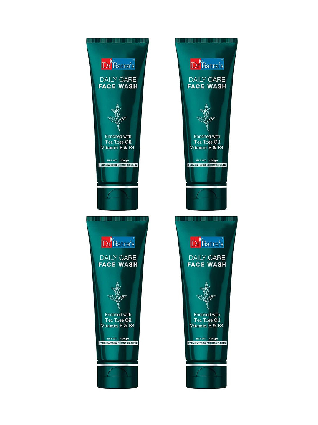 Dr. Batras Set Of 4 Daily Care Face Wash With Tea Tree Oil & Vitamin B3 - 100g Each
