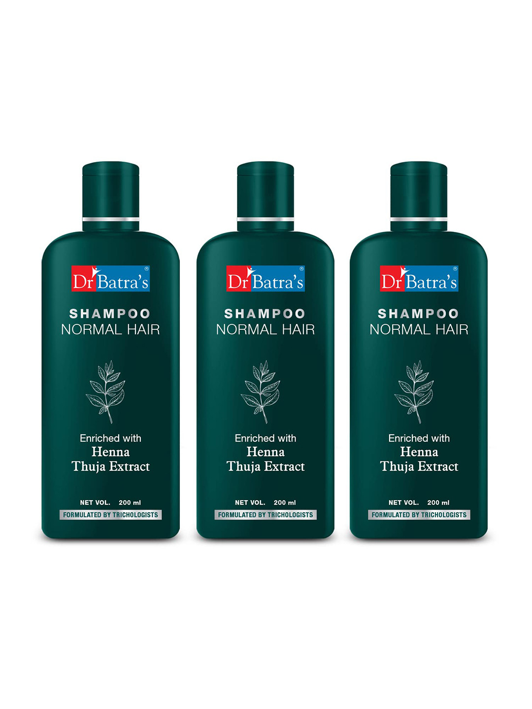 Dr. Batras Set Of 3 Normal Hair Shampoo Enriched With Henna & Thuja Extract - 200ml Each