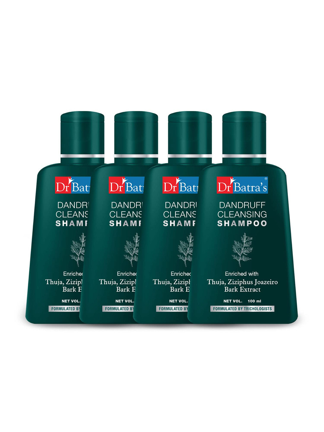 Dr. Batras Set Of 4 Dandruff Cleansing Shampoo With Thuja & Ziziphus Jaozeiro - 100ml Each