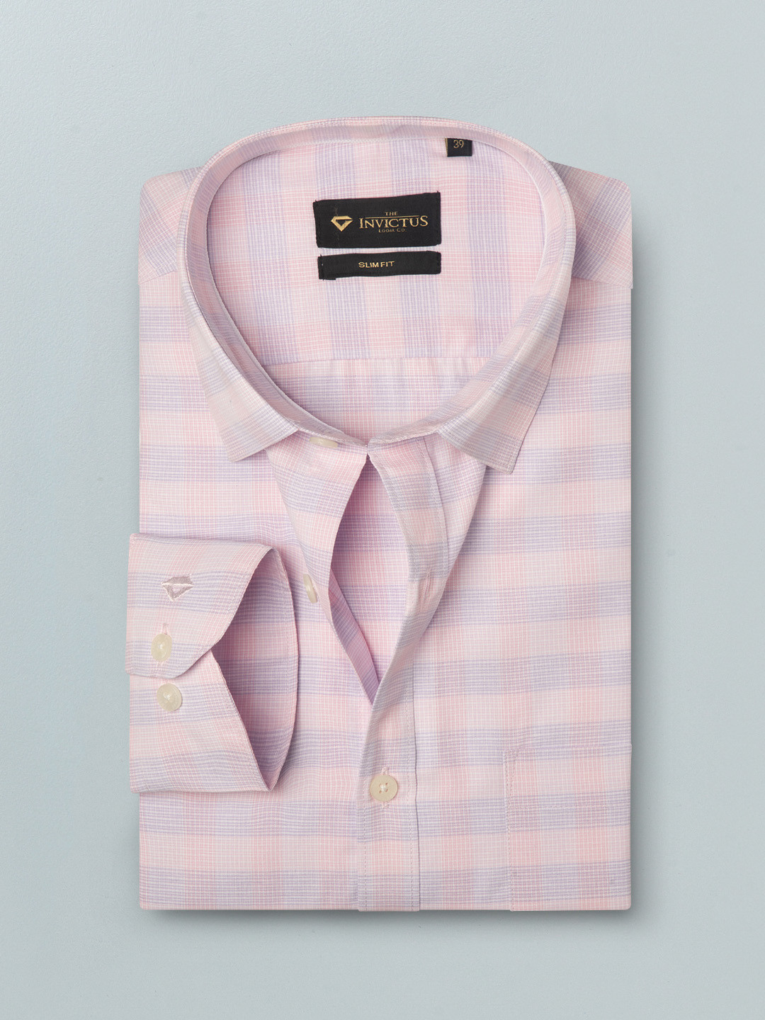 INVICTUS Men Easy Care Pink & Purple  Checked SemiSustainable Formal Shirt