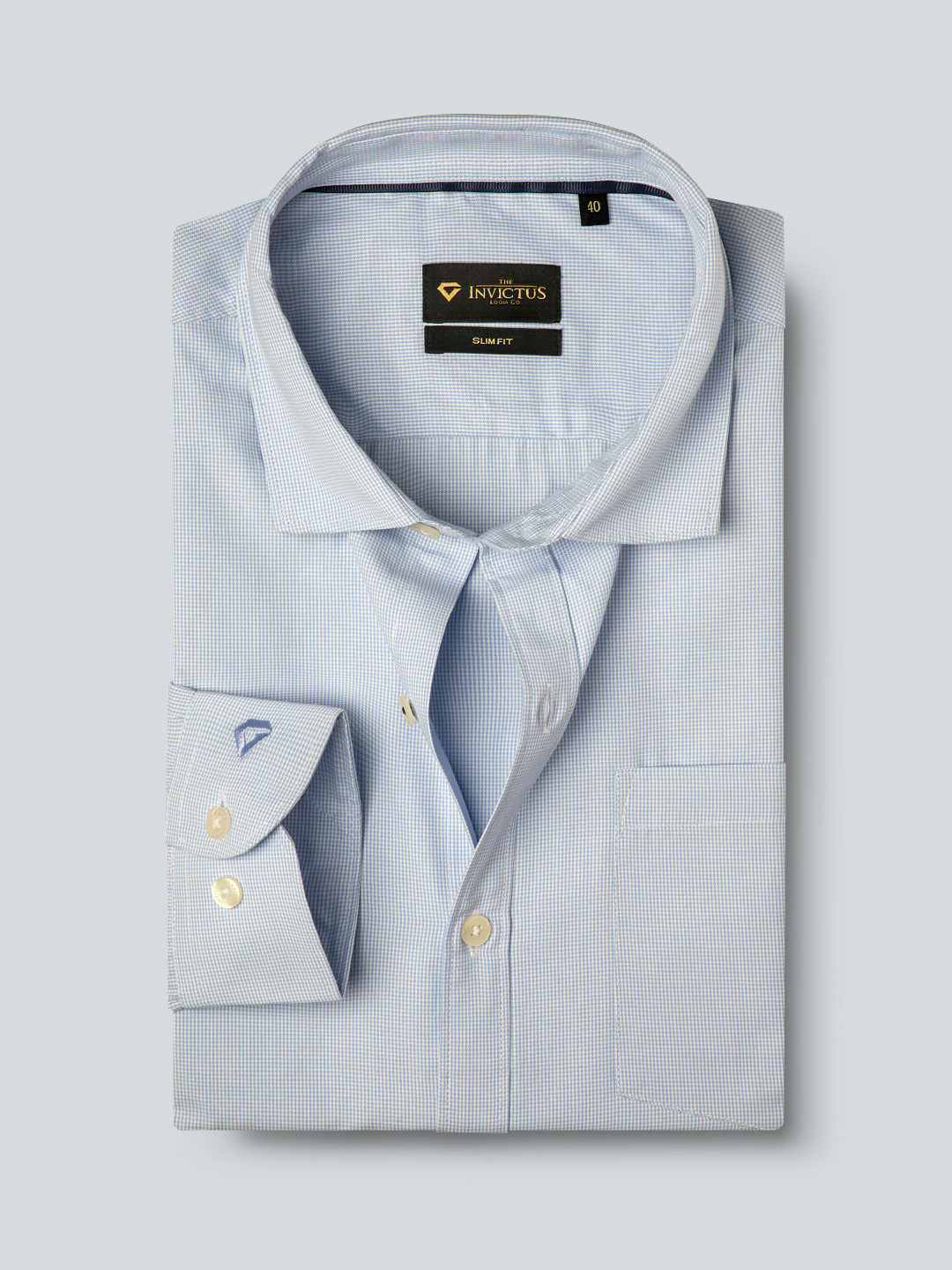 INVICTUS Men Easy Care Blue & White Checked Formal Slim FIt Shirt