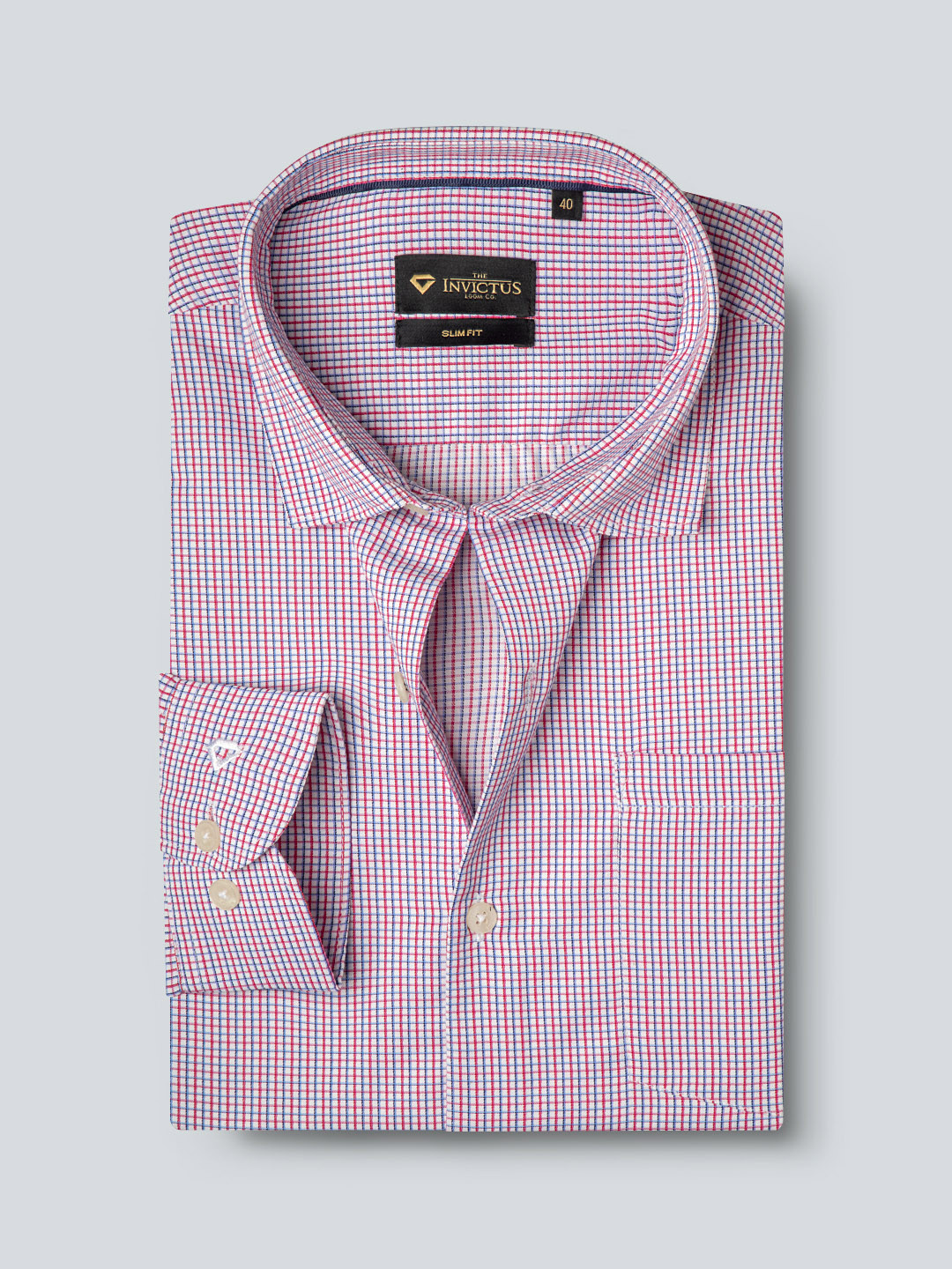 INVICTUS Men Easy Care Red & Blue  Checked Formal Shirt