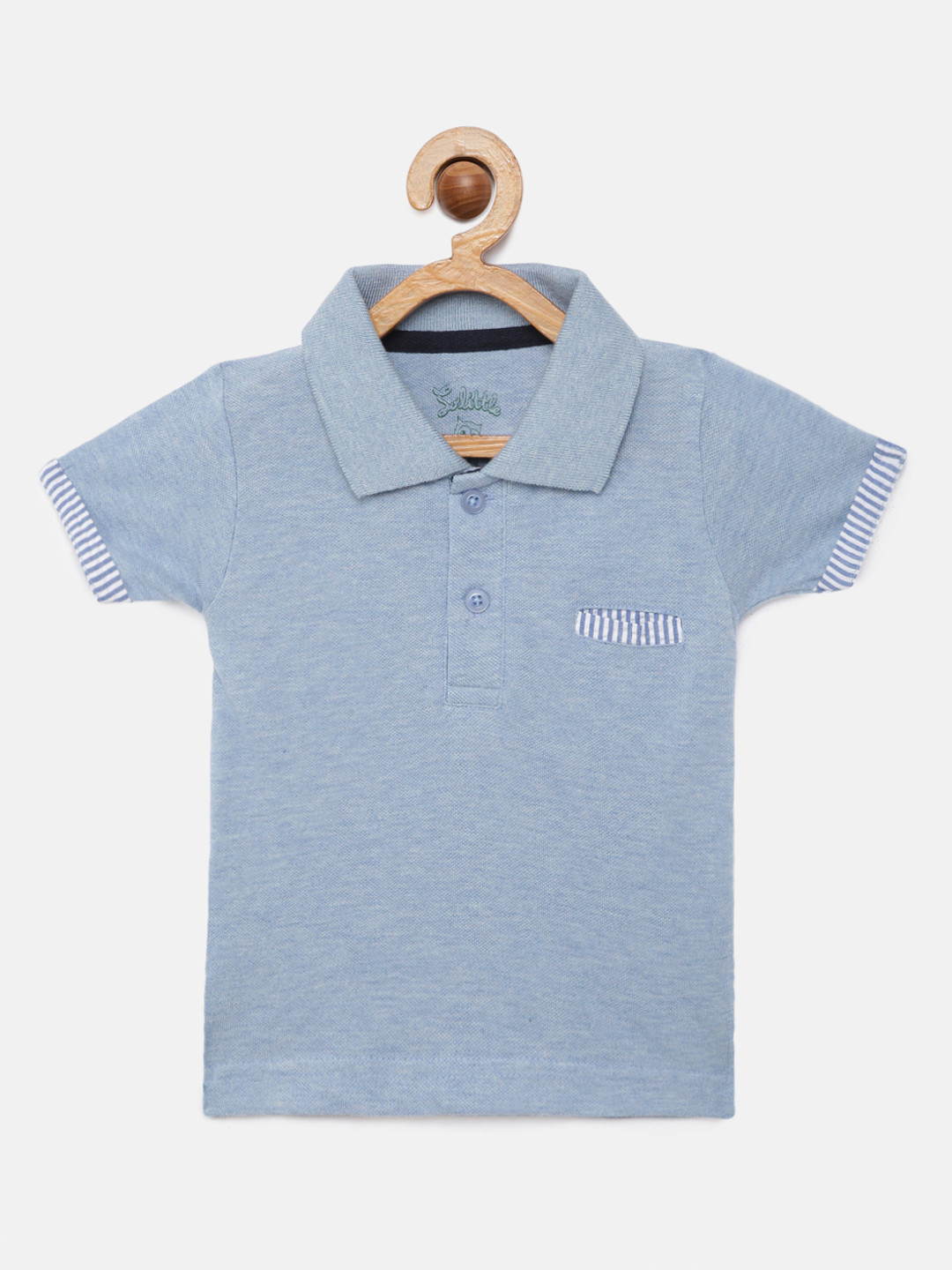 SoLittle Boys Blue Solid Polo Collar Cotton T-shirt