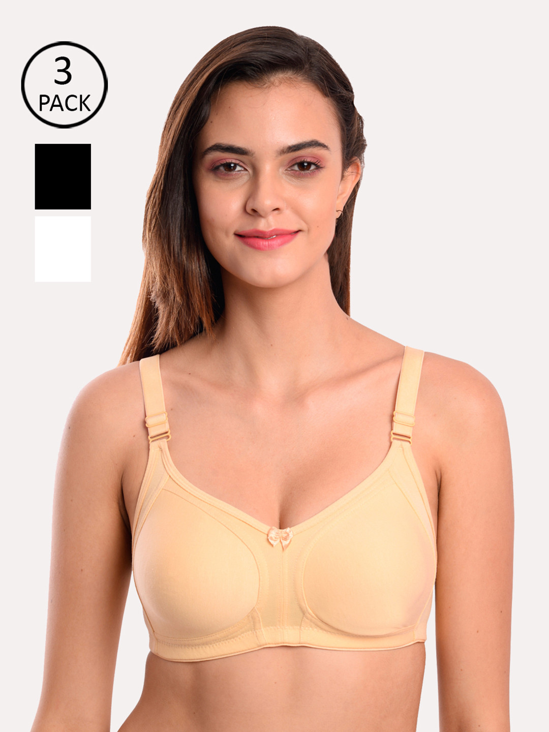 Softskin Pack of 3 Solid Non-Wired Non Padded Everyday Bra_WSB_30C_3