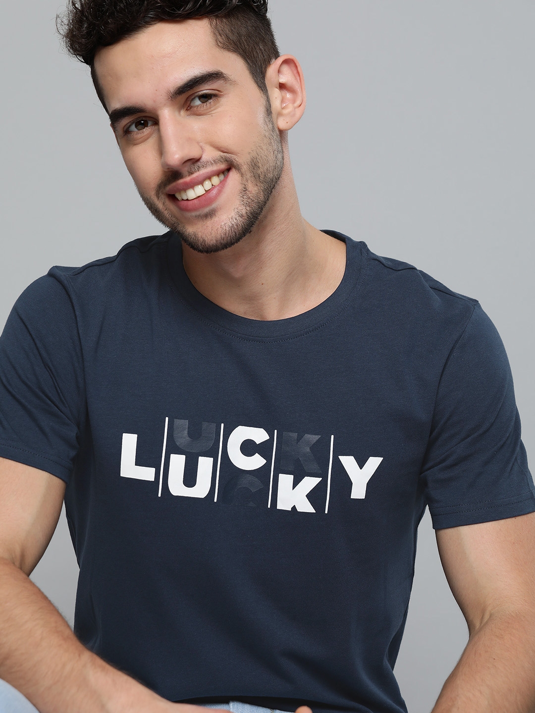 New! Lucky Brand 100% Cotton T-Shirt color blue beige size M