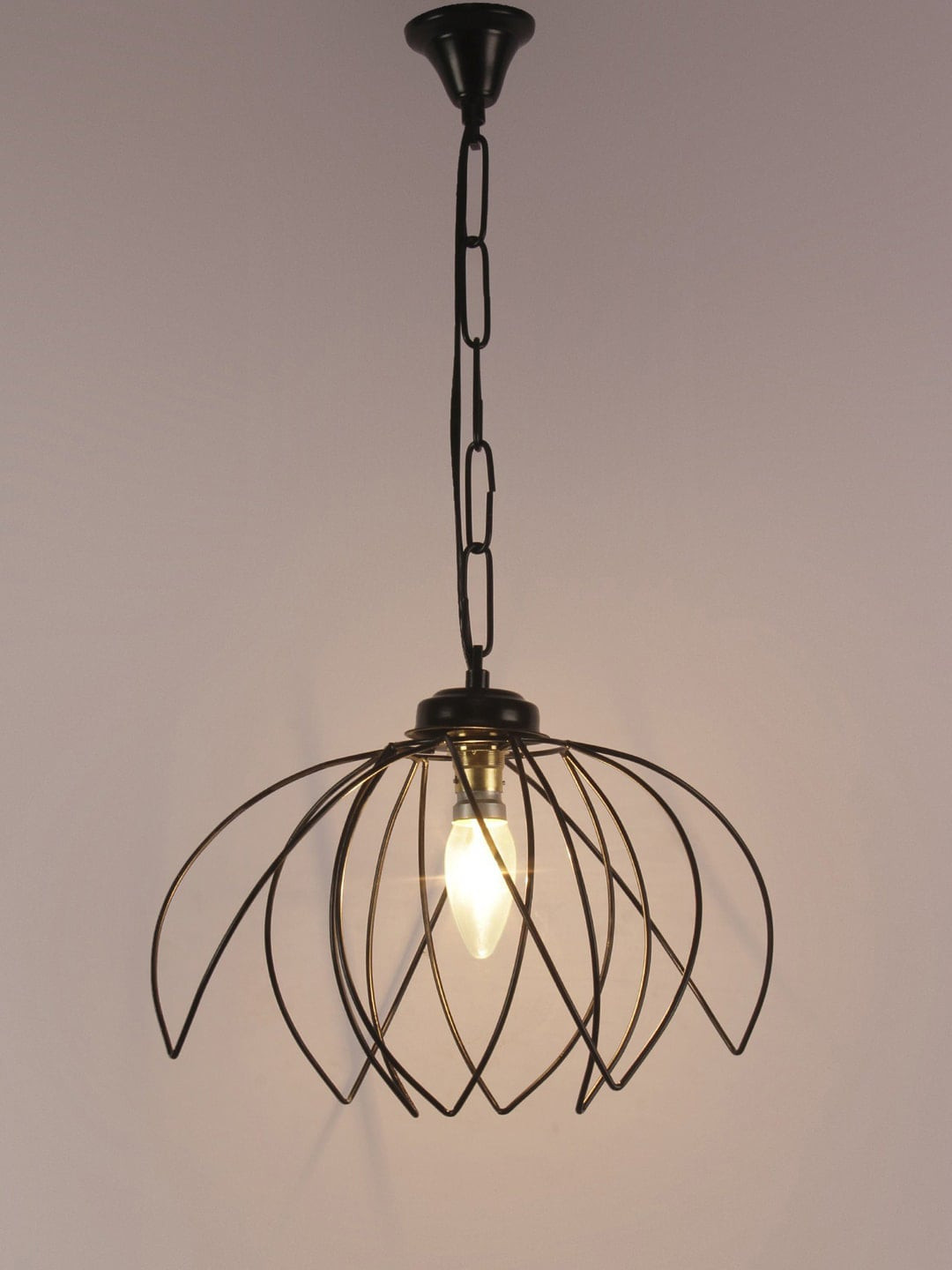 Devansh Black Solid Iron Rose Traditional Pendent Lamp