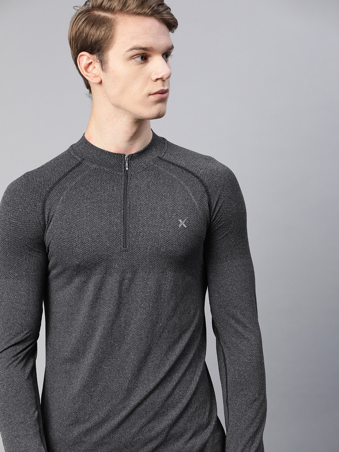 HRX By Hrithik Roshan Men Charcoal Solid Seamless Rapid-Dry Training Jackets