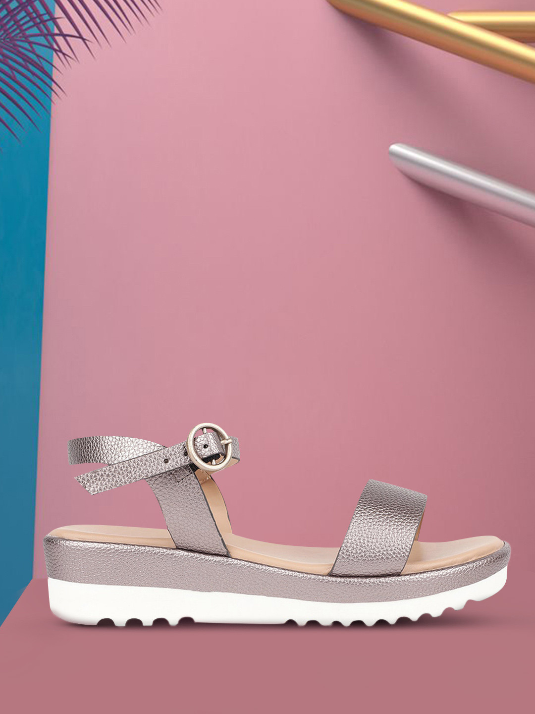 Bata Women Grey Solid Flatforms