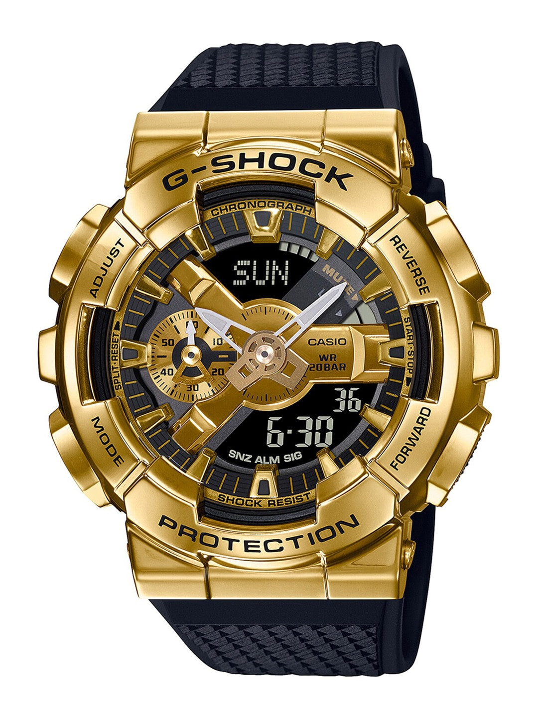 CASIO Men G-Shock G-Steel GM-110G-1A9DR Gold Ana-Digi Dial Black Resin Strap Watch G1053