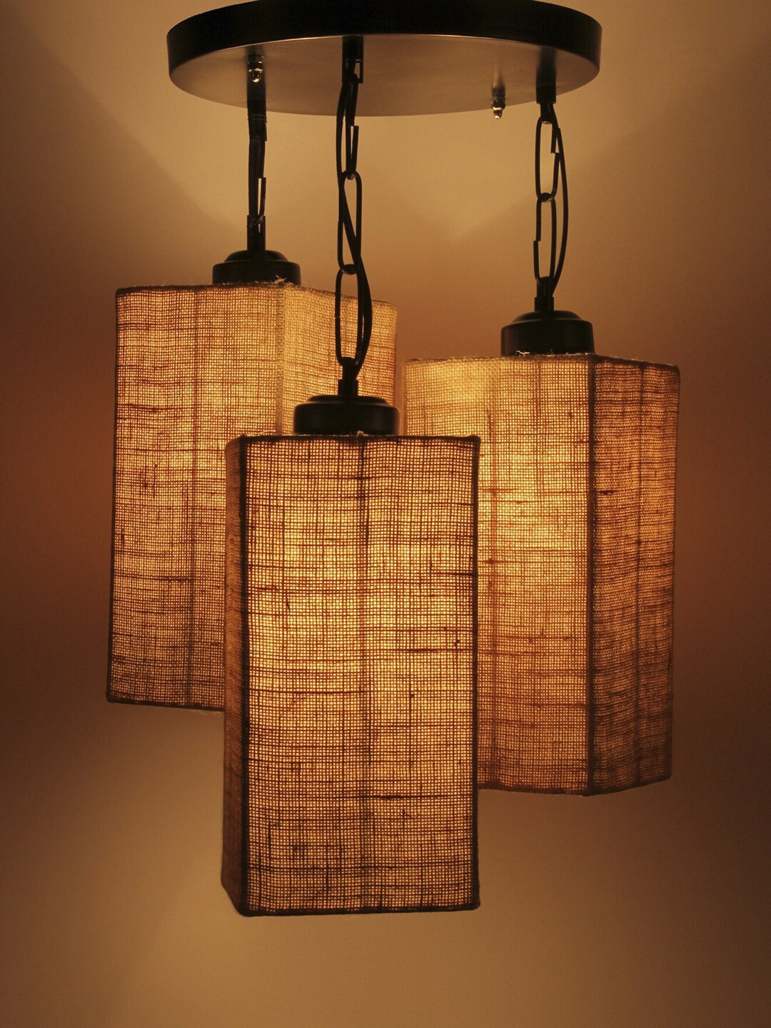 Devansh Black & Beige Solid Triple Square Cluster Light