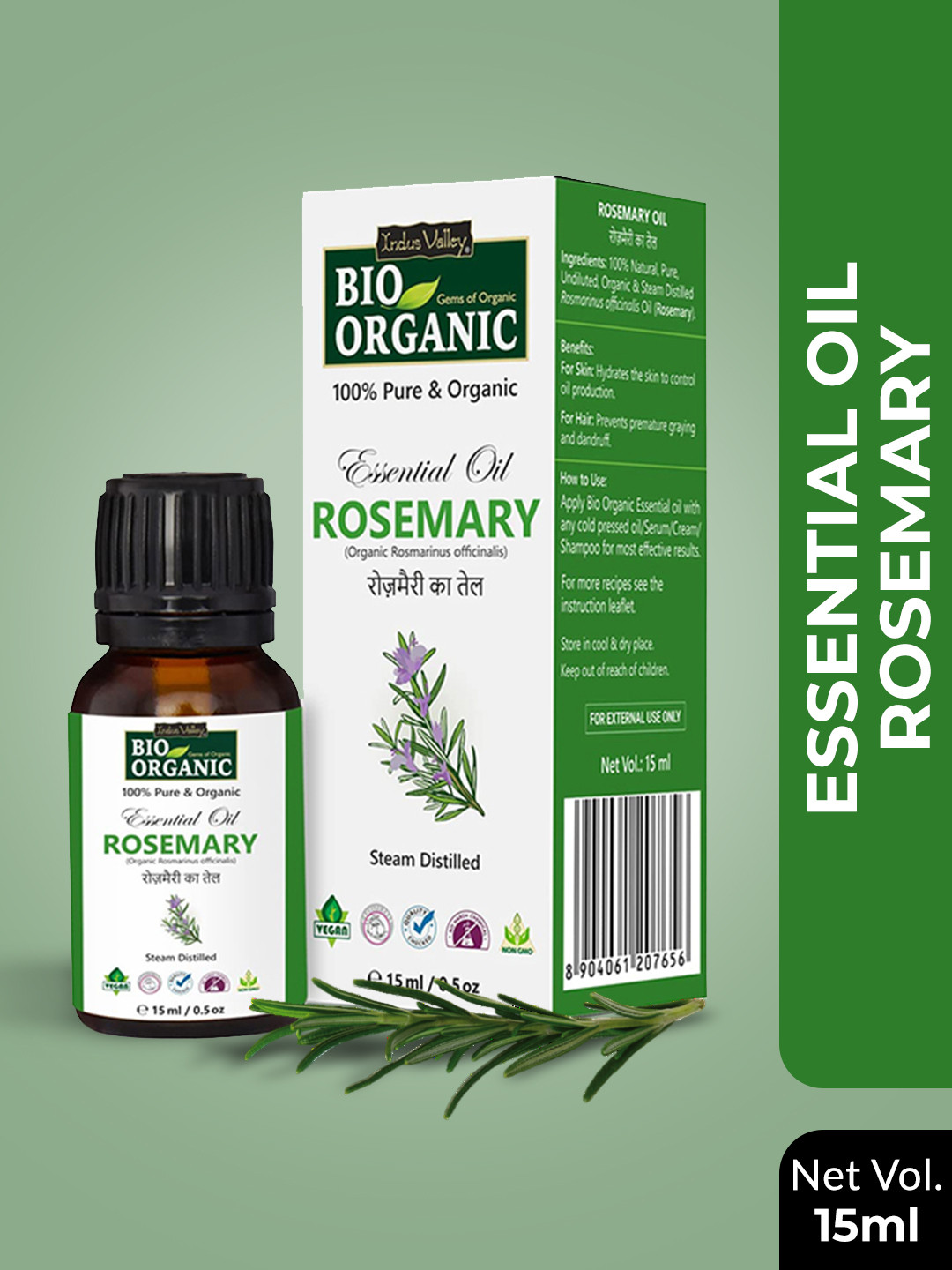 Indus Valley Unisex Green Rosemary Essential Oil 15 ml