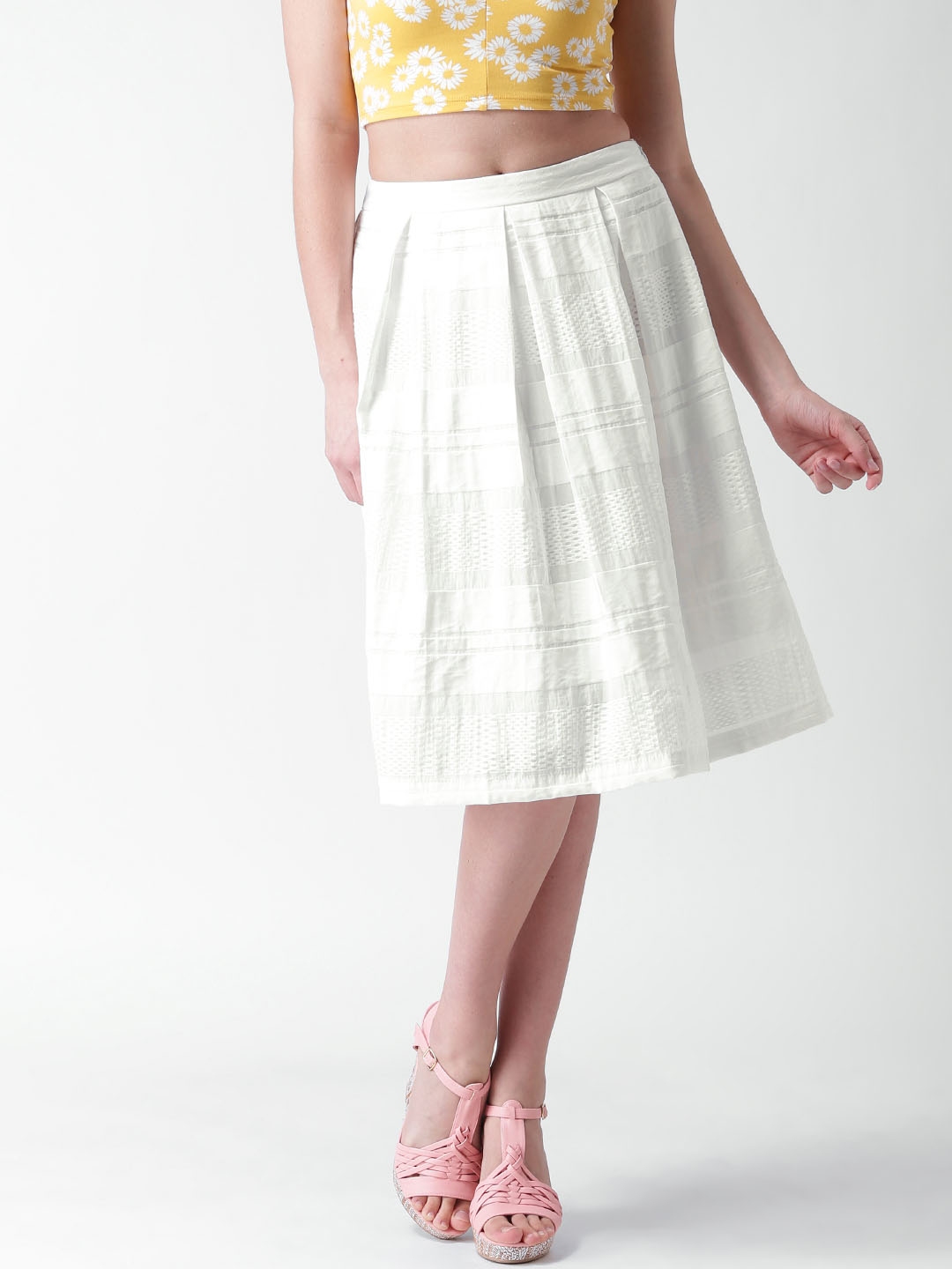 Buy FOREVER 21 White Midi Skirt Skirts for Women 1337576 Myntra