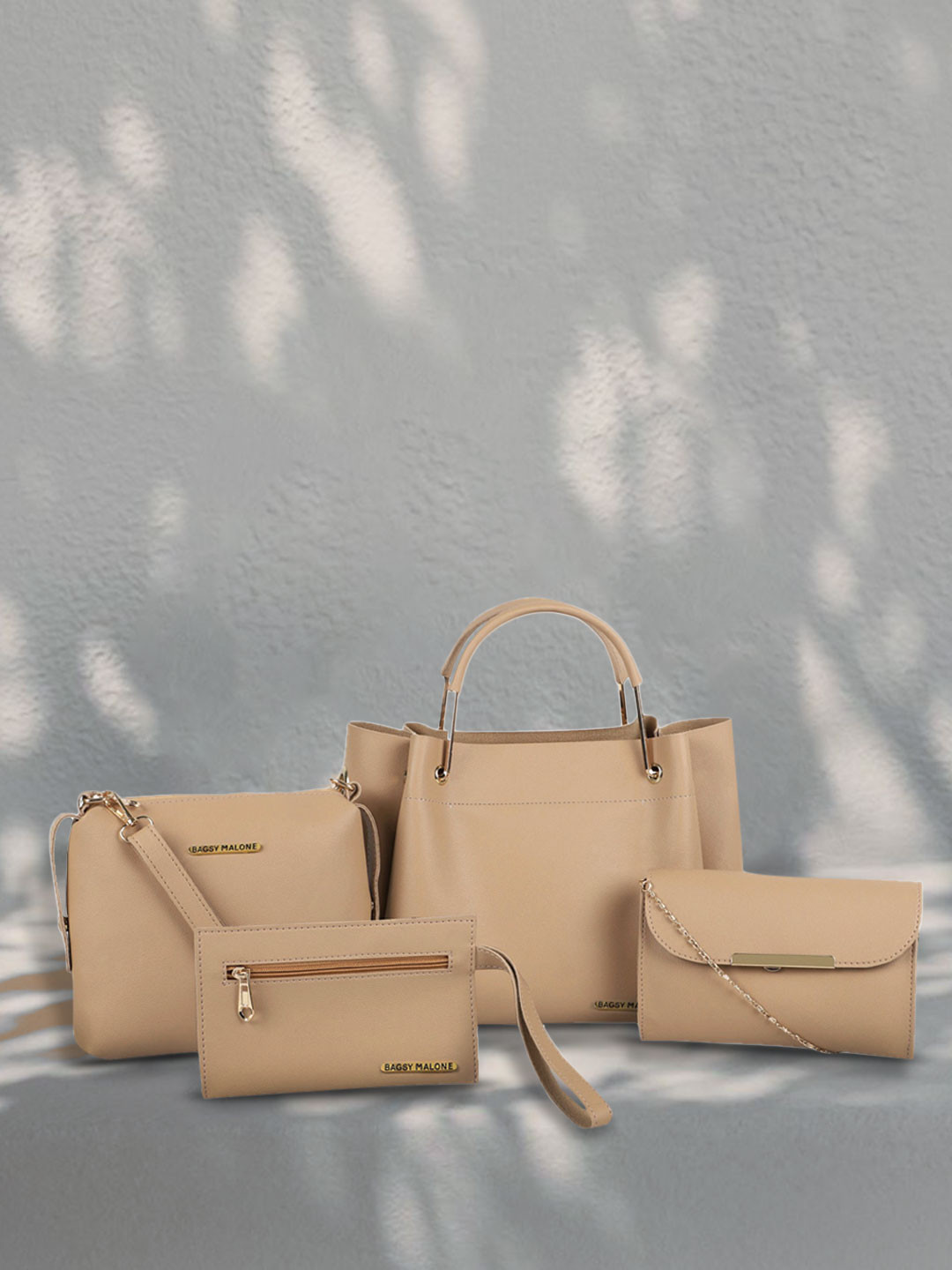 Bagsy Malone Beige Solid Combo Bag of 4