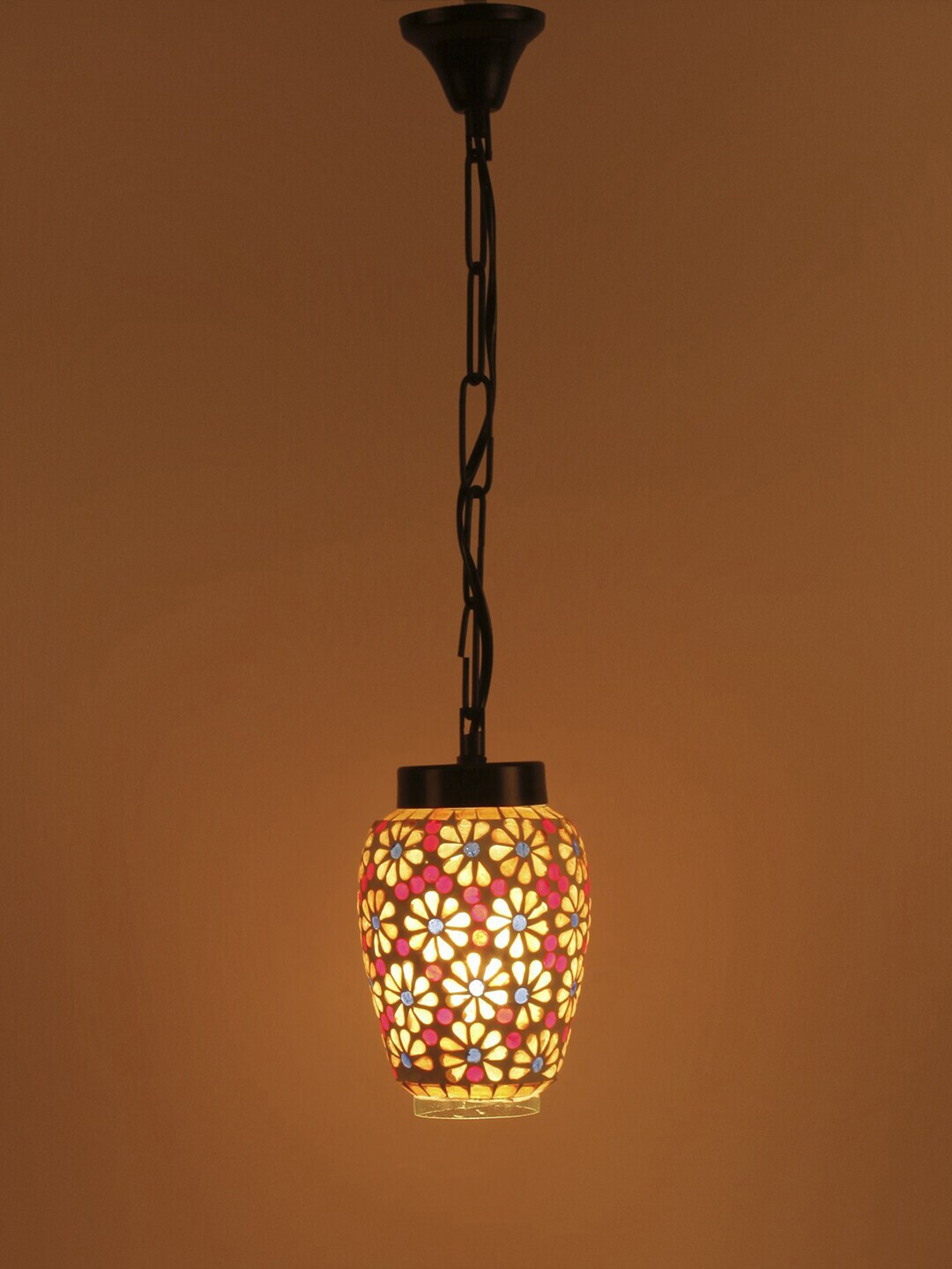 Devansh Off-White & Red Solid Traditional Hanging Light